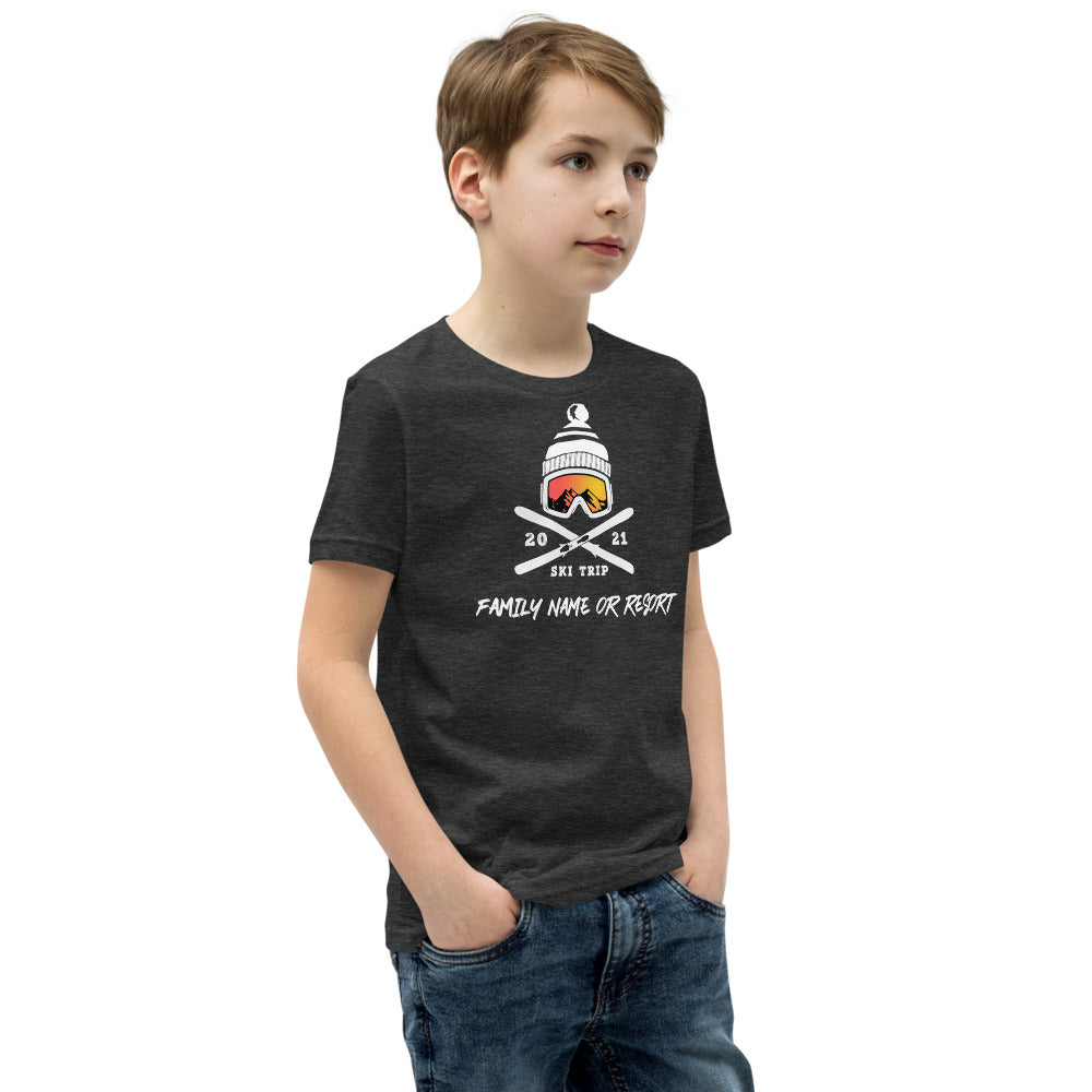 PERSONALIZED FAMILY SKI TRIP Youth Short Sleeve T-Shirt - 2021 - Powderaddicts