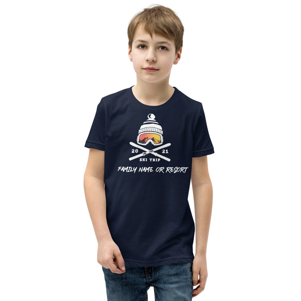 PERSONALIZED FAMILY SKI TRIP Youth Short Sleeve T-Shirt - 2021 - Powderaddicts