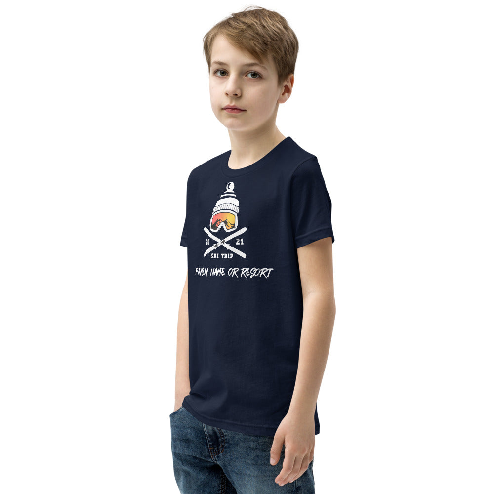 PERSONALIZED FAMILY SKI TRIP Youth Short Sleeve T-Shirt - 2021 - Powderaddicts