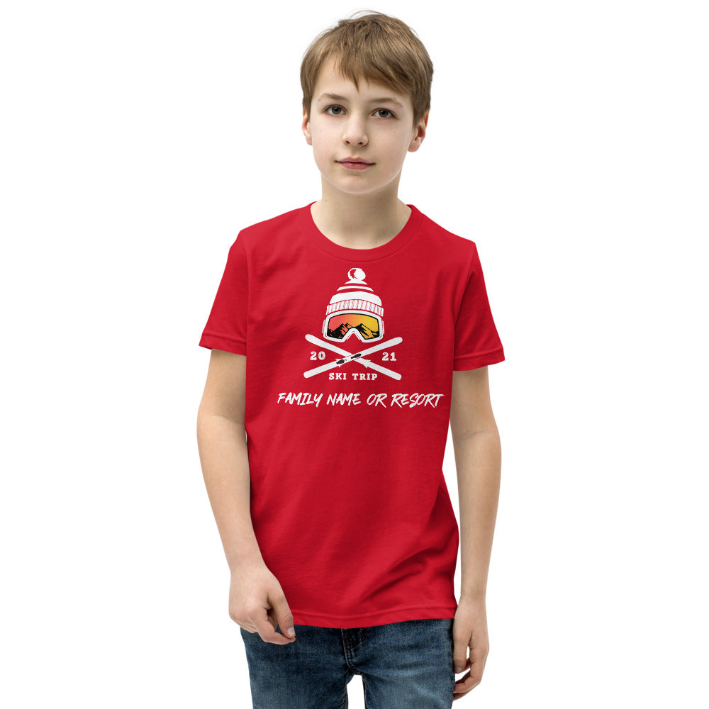 PERSONALIZED FAMILY SKI TRIP Youth Short Sleeve T-Shirt - 2021 - Powderaddicts