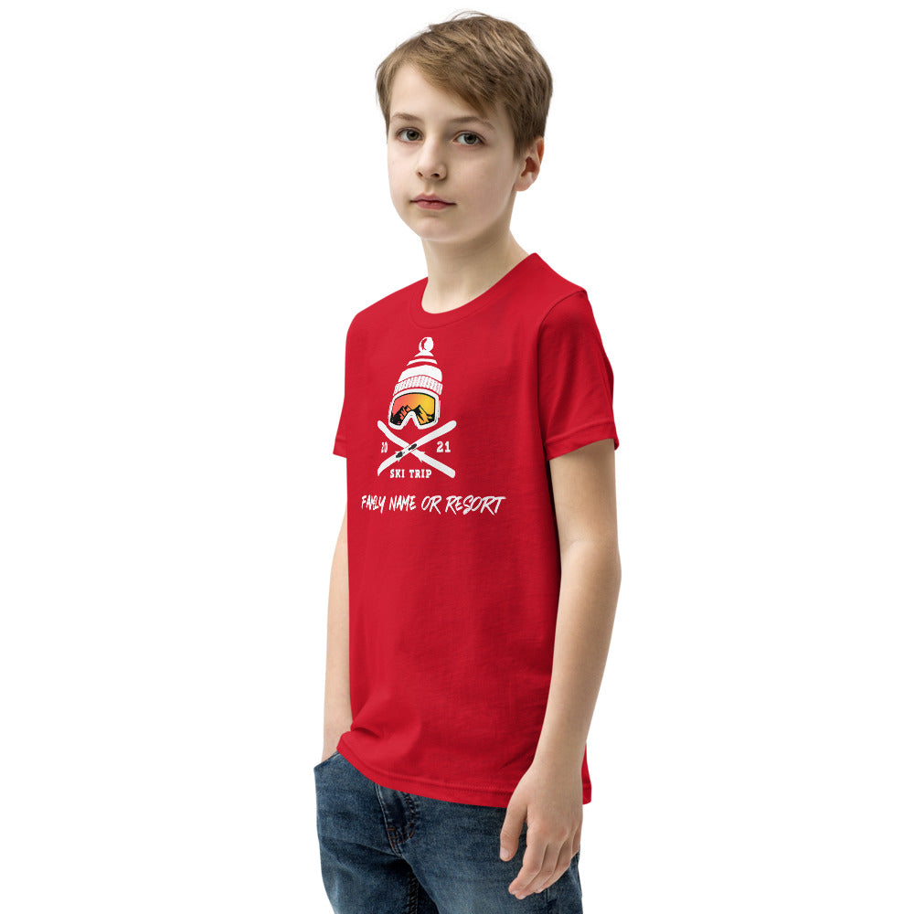 PERSONALIZED FAMILY SKI TRIP Youth Short Sleeve T-Shirt - 2021 - Powderaddicts