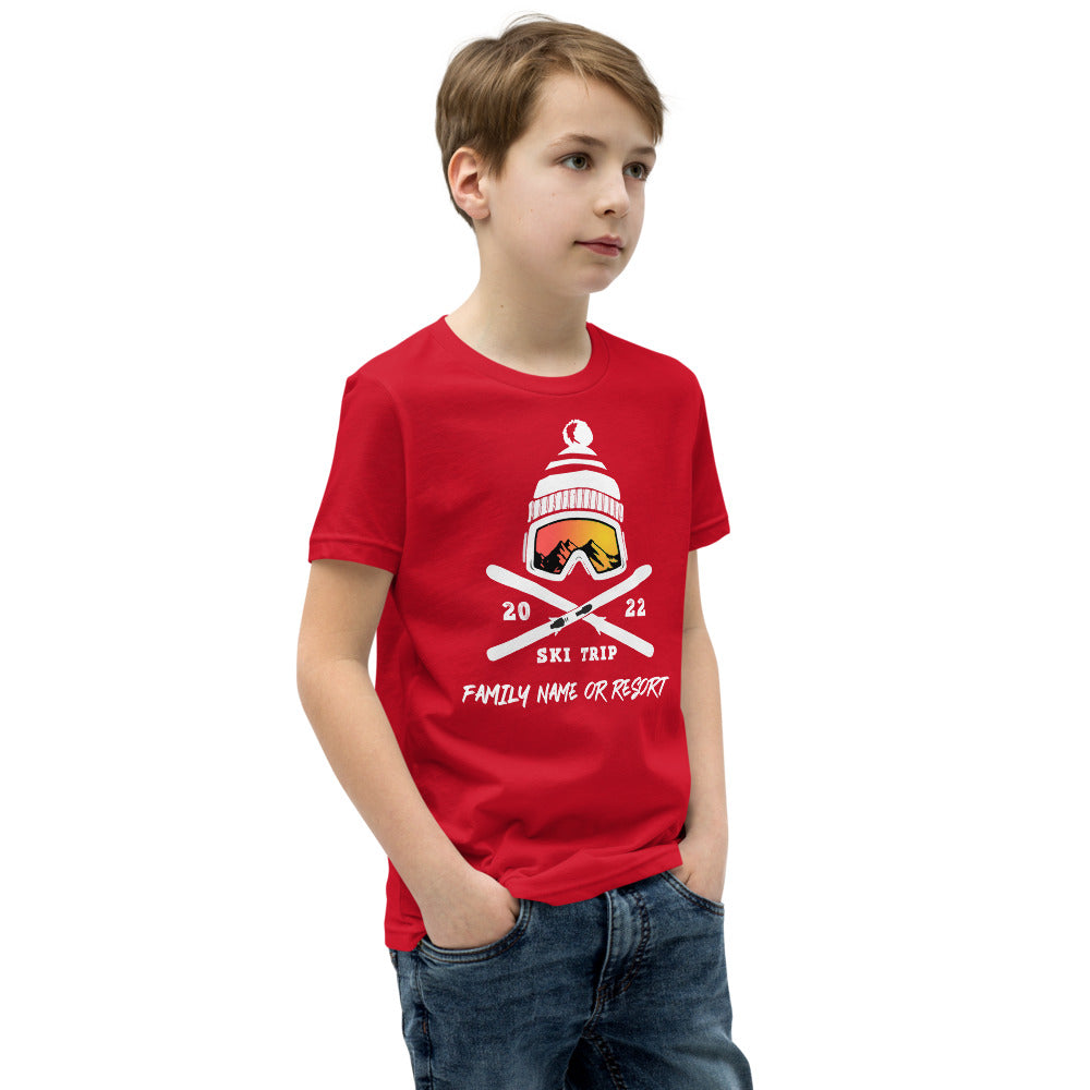 PERSONALIZED FAMILY SKI TRIP YOUTH SHORT SLEEVE T-SHIRT - 2022 - Powderaddicts