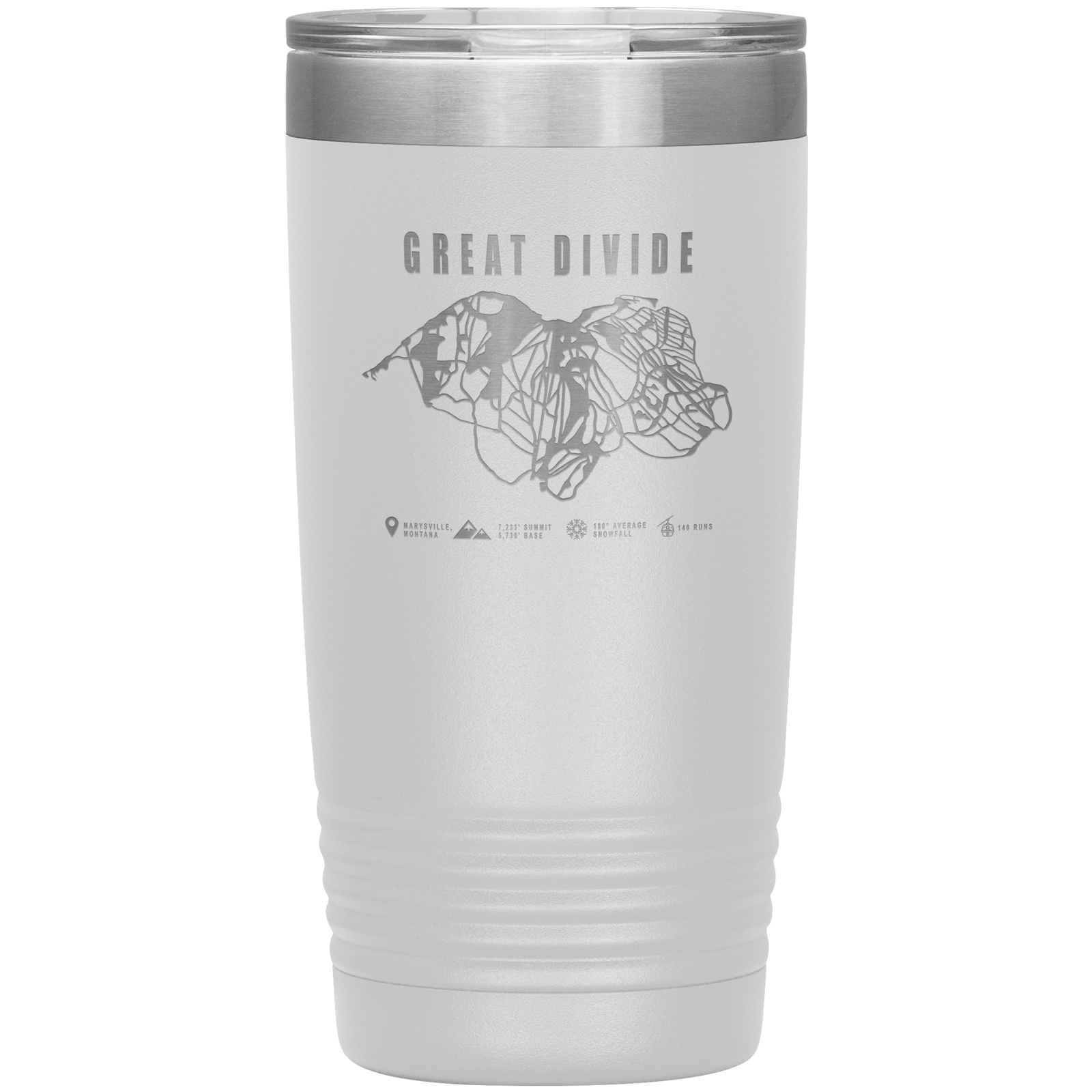 Great Divide Montana Ski Trail Map 20oz Tumbler - Powderaddicts