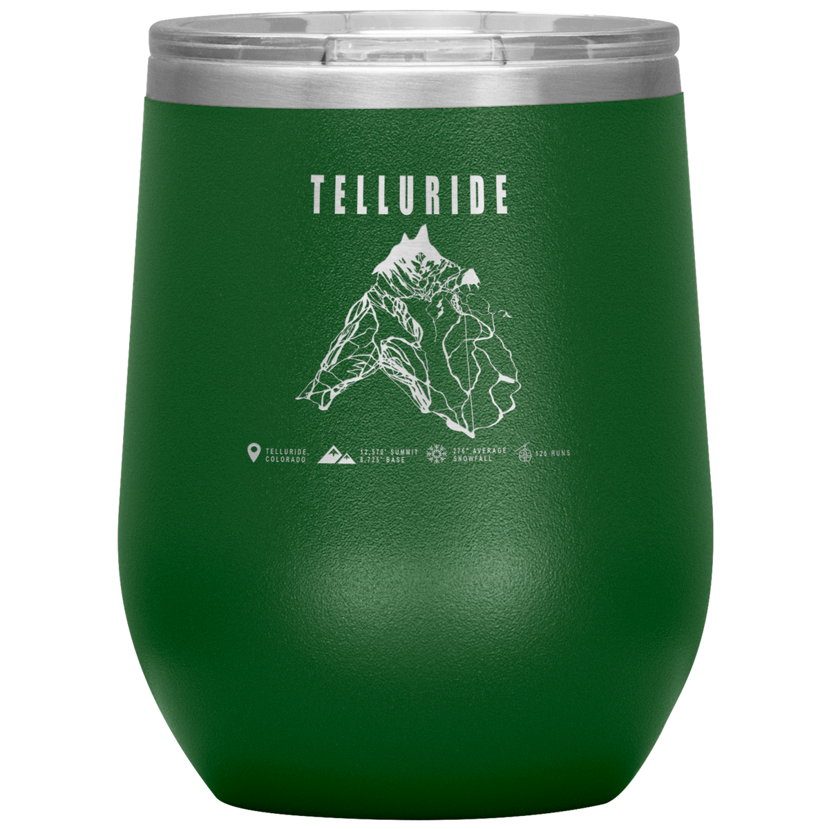 Telluride Colorado Ski Trail Map Wine 12oz Tumbler - Powderaddicts
