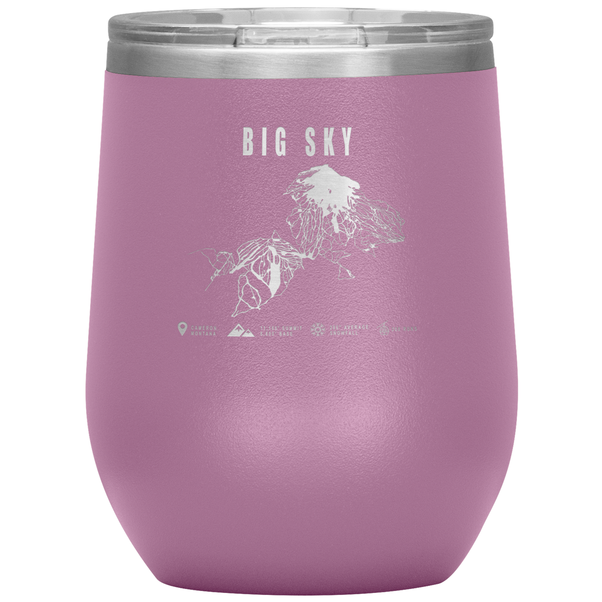 Big Sky Montana Ski Trail Map Wine 12oz Tumbler - Powderaddicts