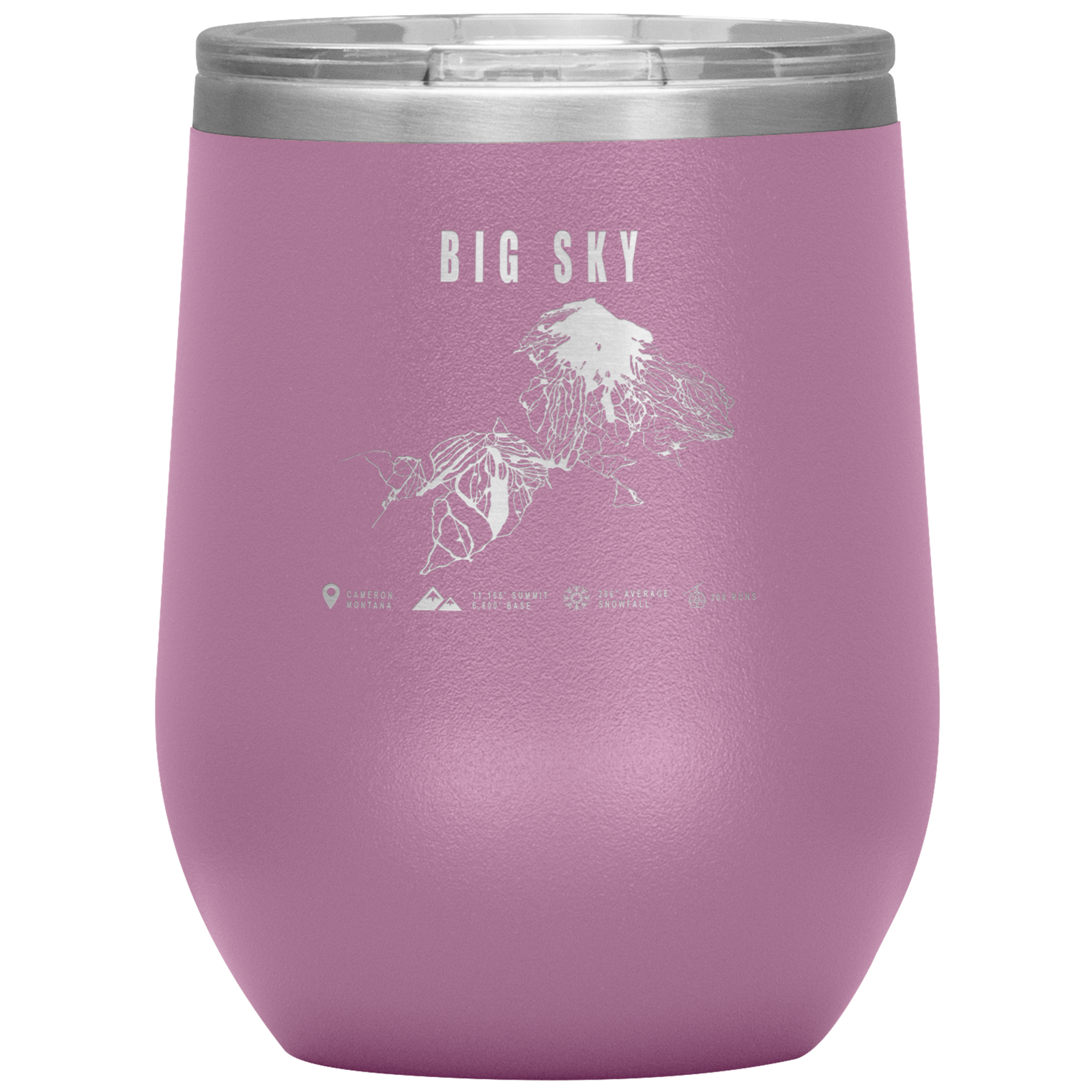 Big Sky Montana Ski Trail Map Wine 12oz Tumbler - Powderaddicts