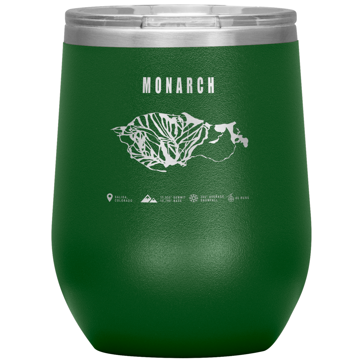 Monarch Colorado Ski Trail Map Wine 12oz Tumbler - Powderaddicts