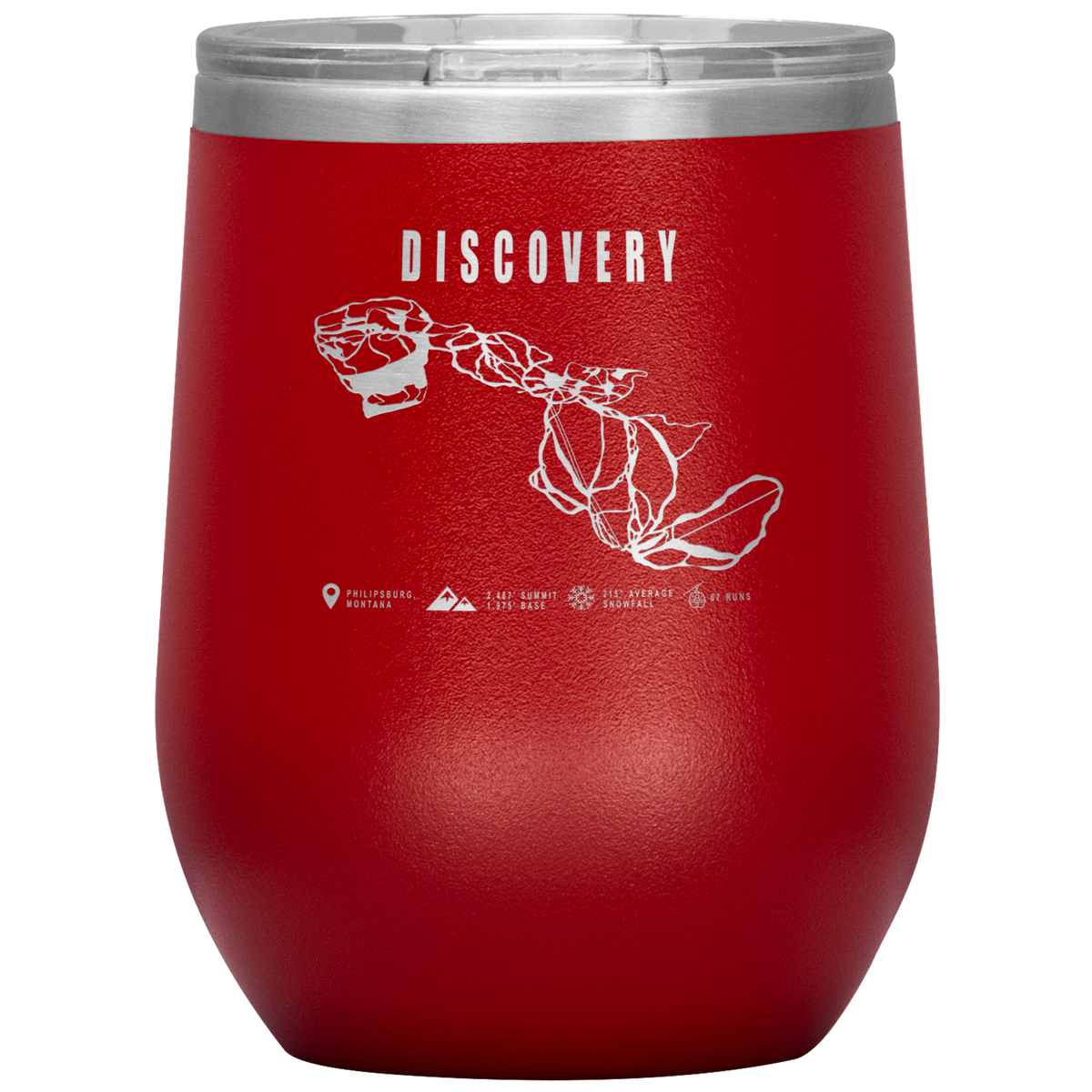 Discovery Montana Ski Trail Map Wine 12oz Tumbler - Powderaddicts