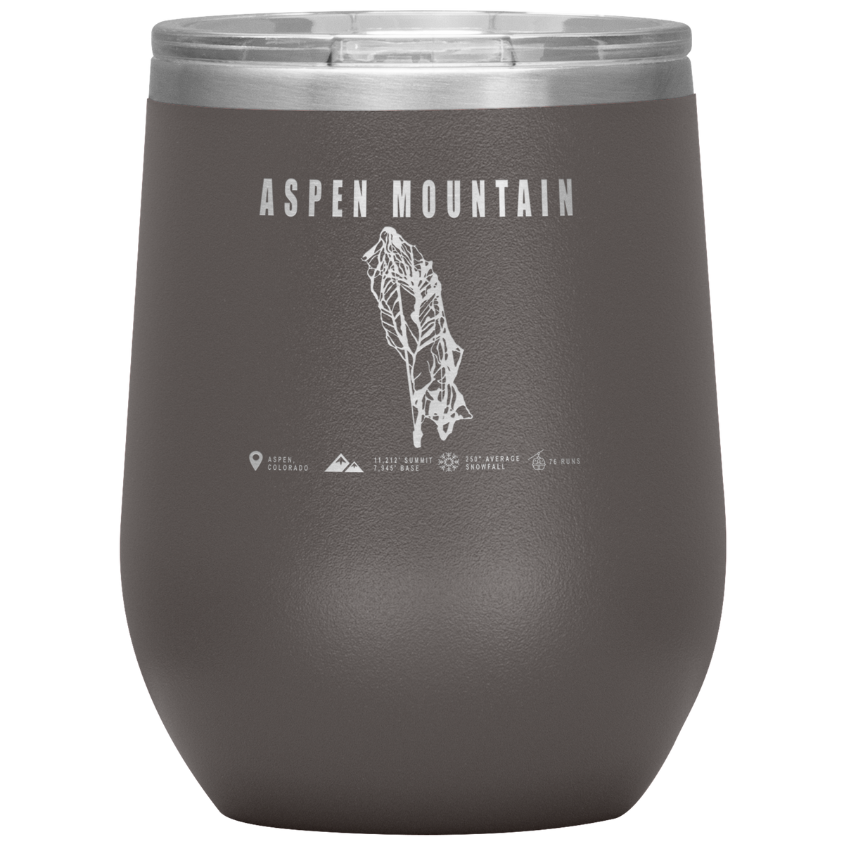 Aspen Mountain Colorado Ski Trail Map Wine 12oz Tumbler - Powderaddicts