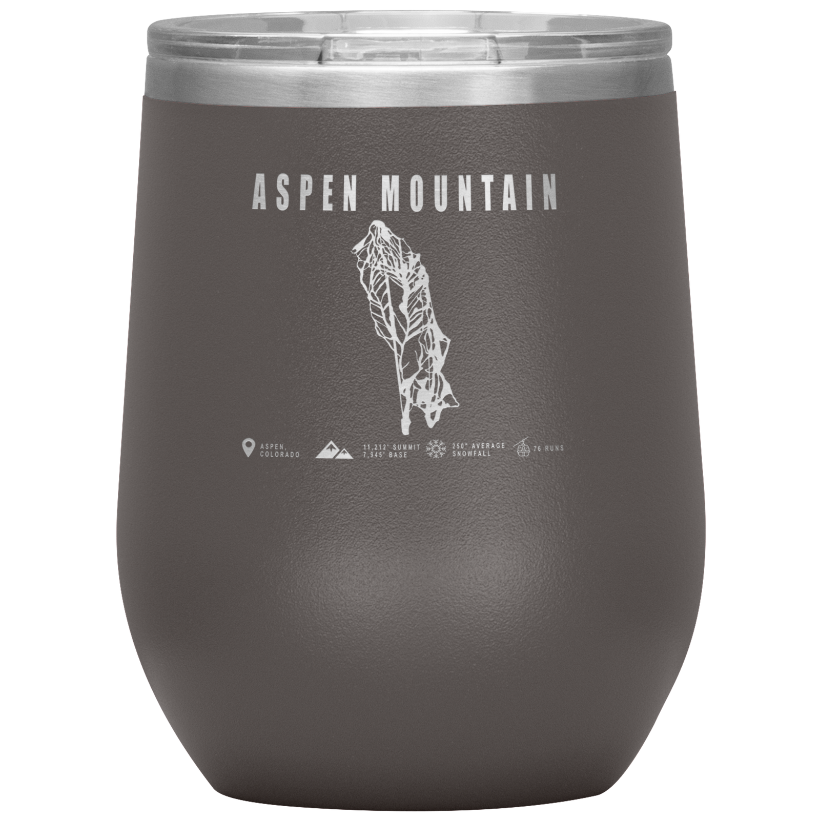 Aspen Mountain Colorado Ski Trail Map Wine 12oz Tumbler - Powderaddicts