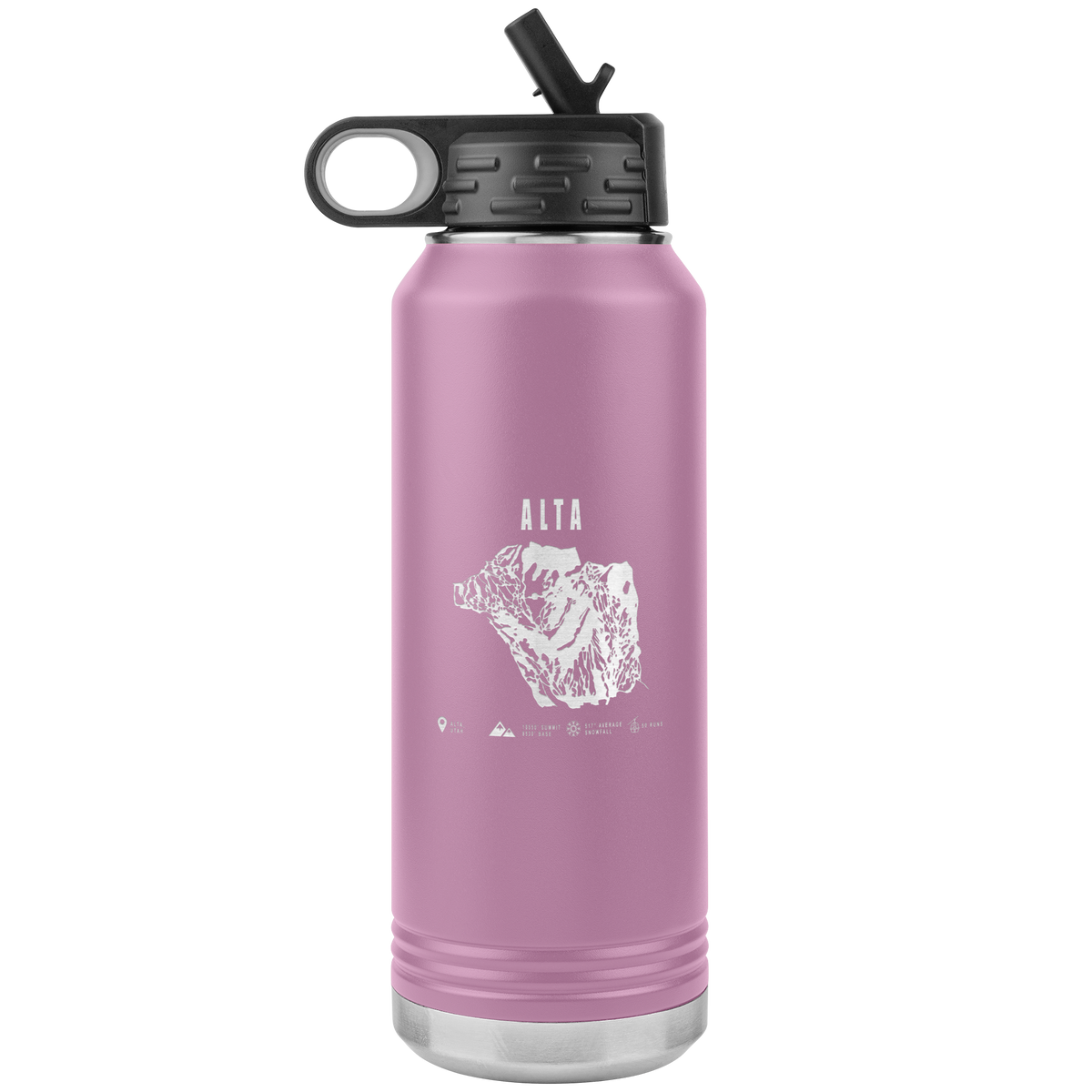 Alta,Utah Ski Trail Map 32oz Water Bottle Tumbler - Powderaddicts