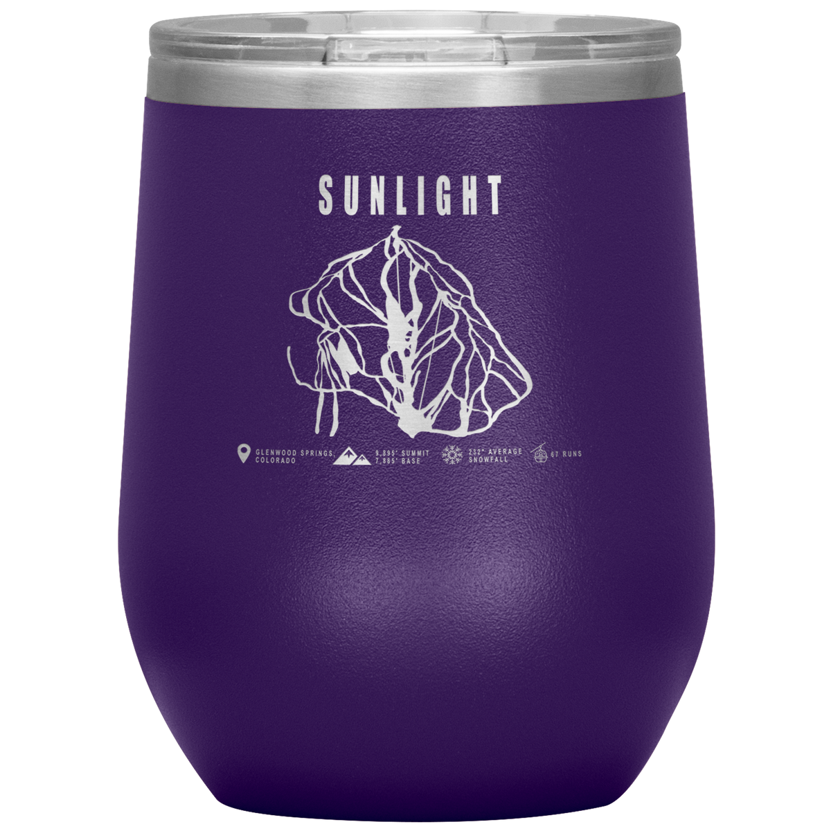 Sunlight Colorado Ski Trail Map Wine 12oz Tumbler - Powderaddicts