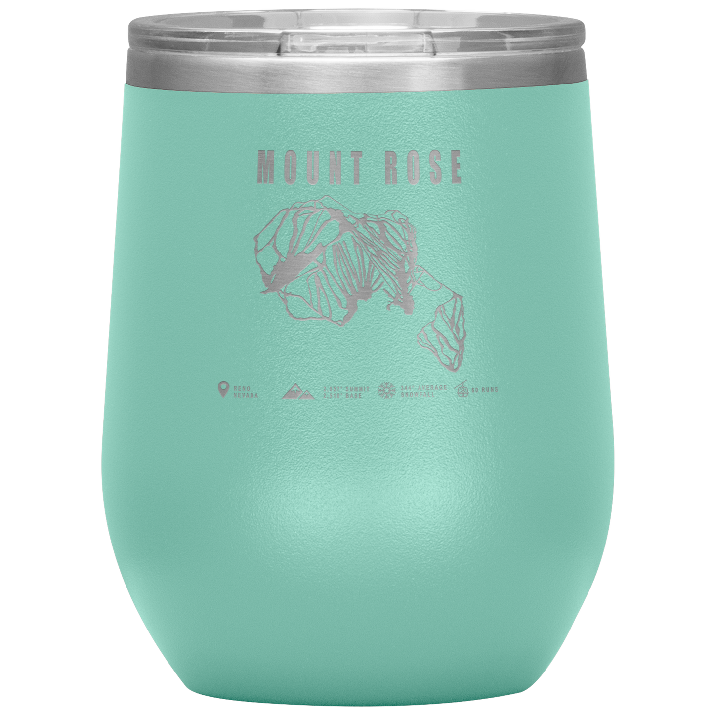Mount Rose, Nevada Ski Trail Map Wine 12oz Tumbler - Powderaddicts