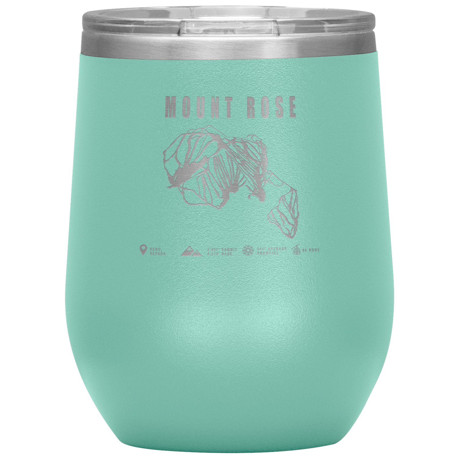 Mount Rose, Nevada Ski Trail Map Wine 12oz Tumbler - Powderaddicts