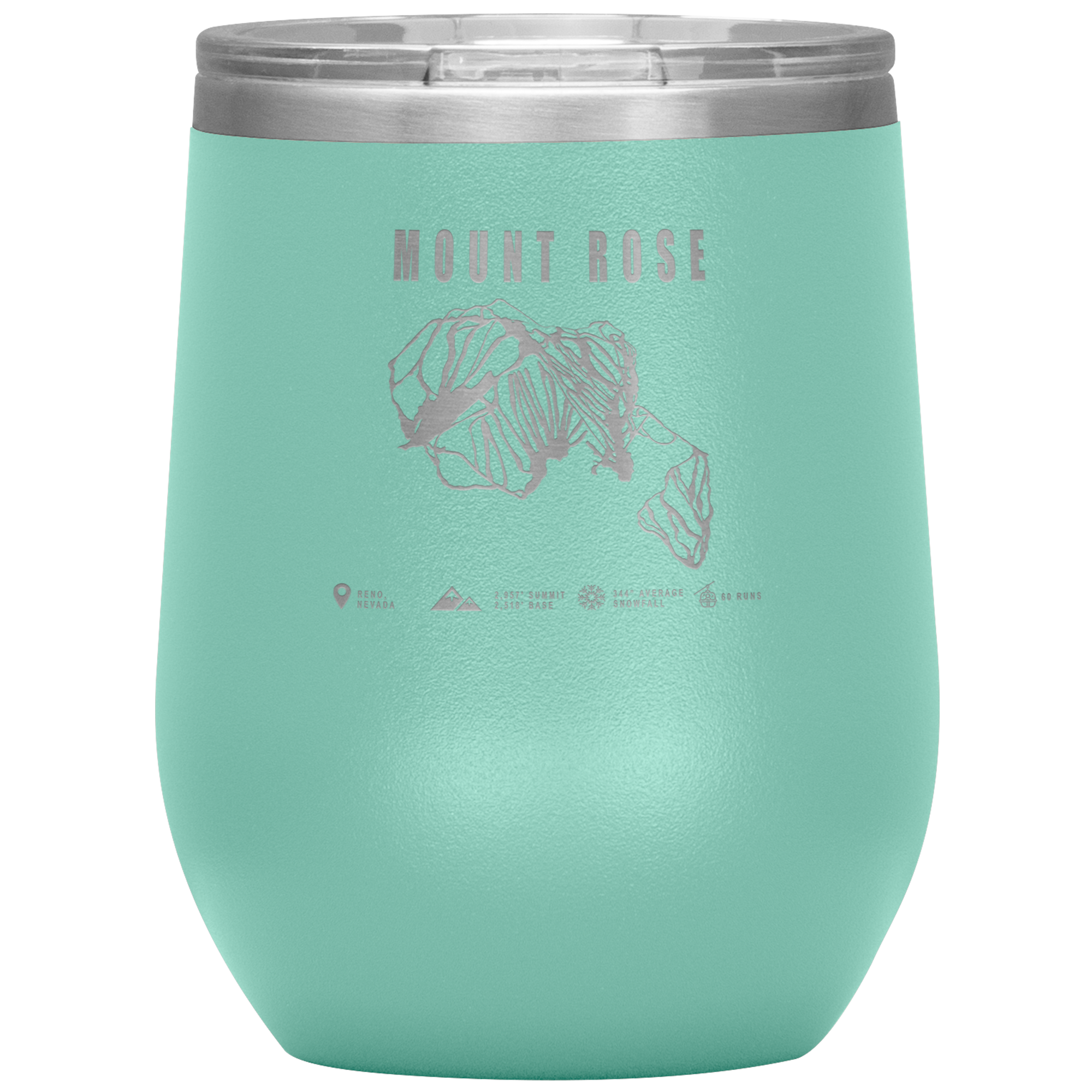 Mount Rose, Nevada Ski Trail Map Wine 12oz Tumbler - Powderaddicts