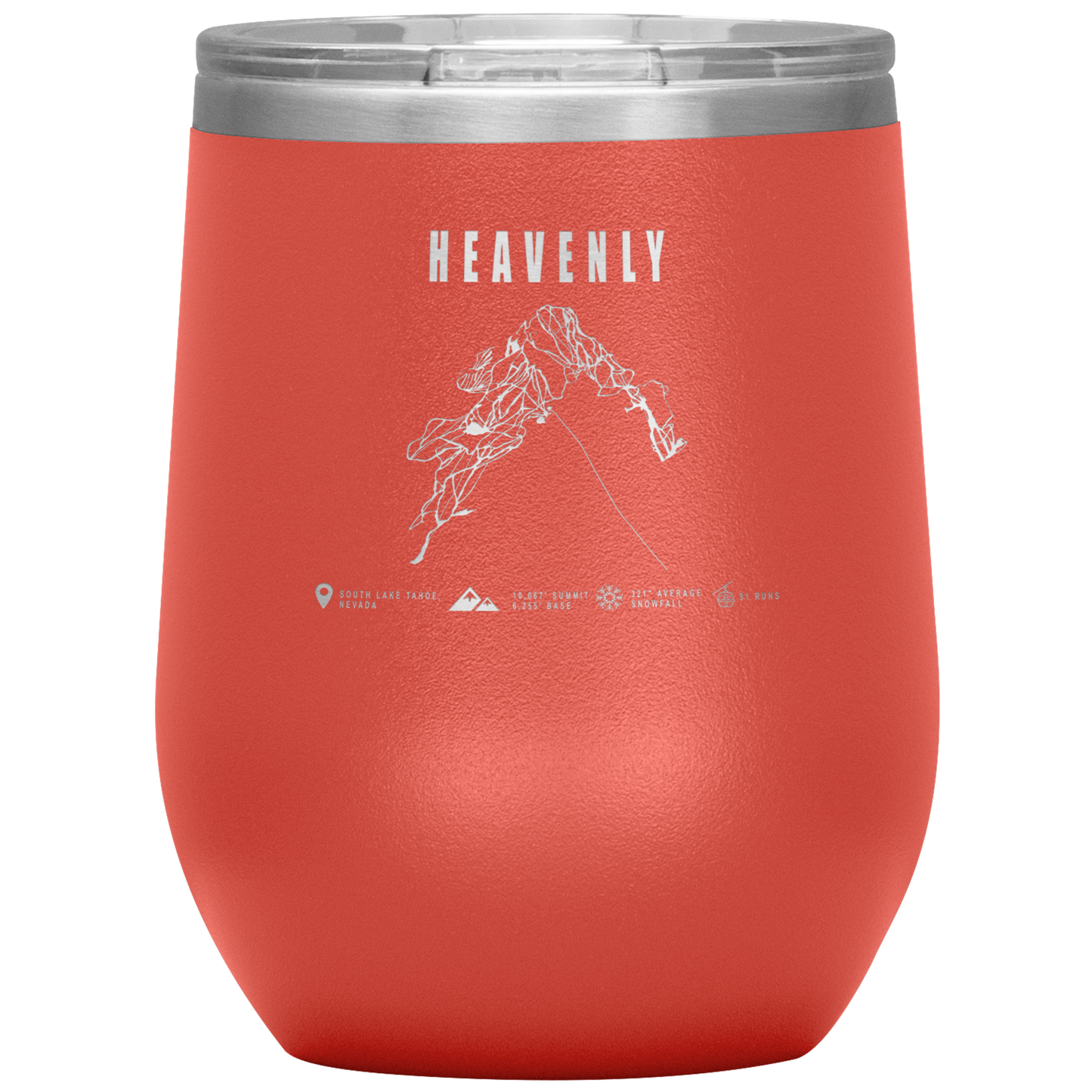 Heavenly, Nevada Ski Trail Map Wine 12oz Tumbler - Powderaddicts