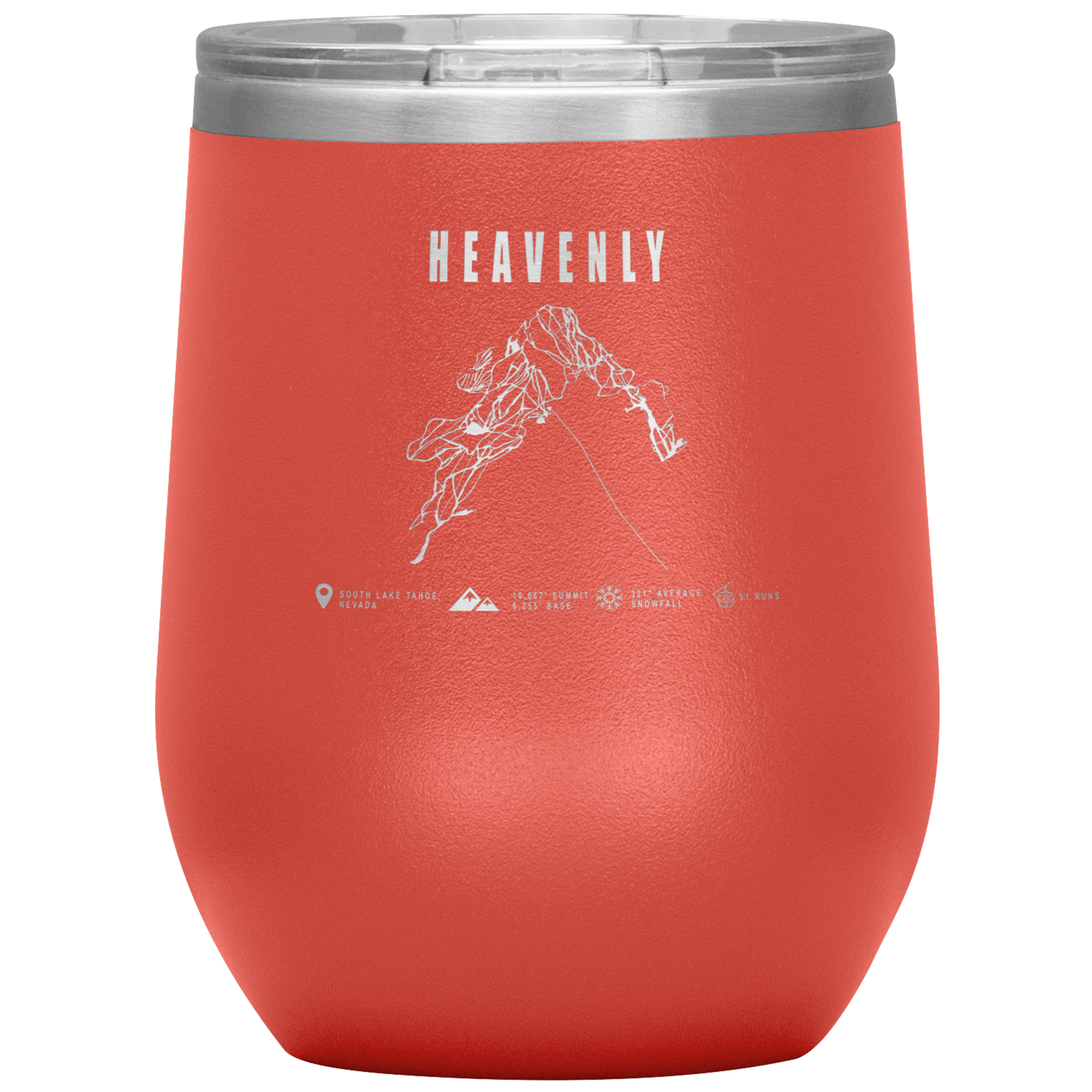 Heavenly, Nevada Ski Trail Map Wine 12oz Tumbler - Powderaddicts
