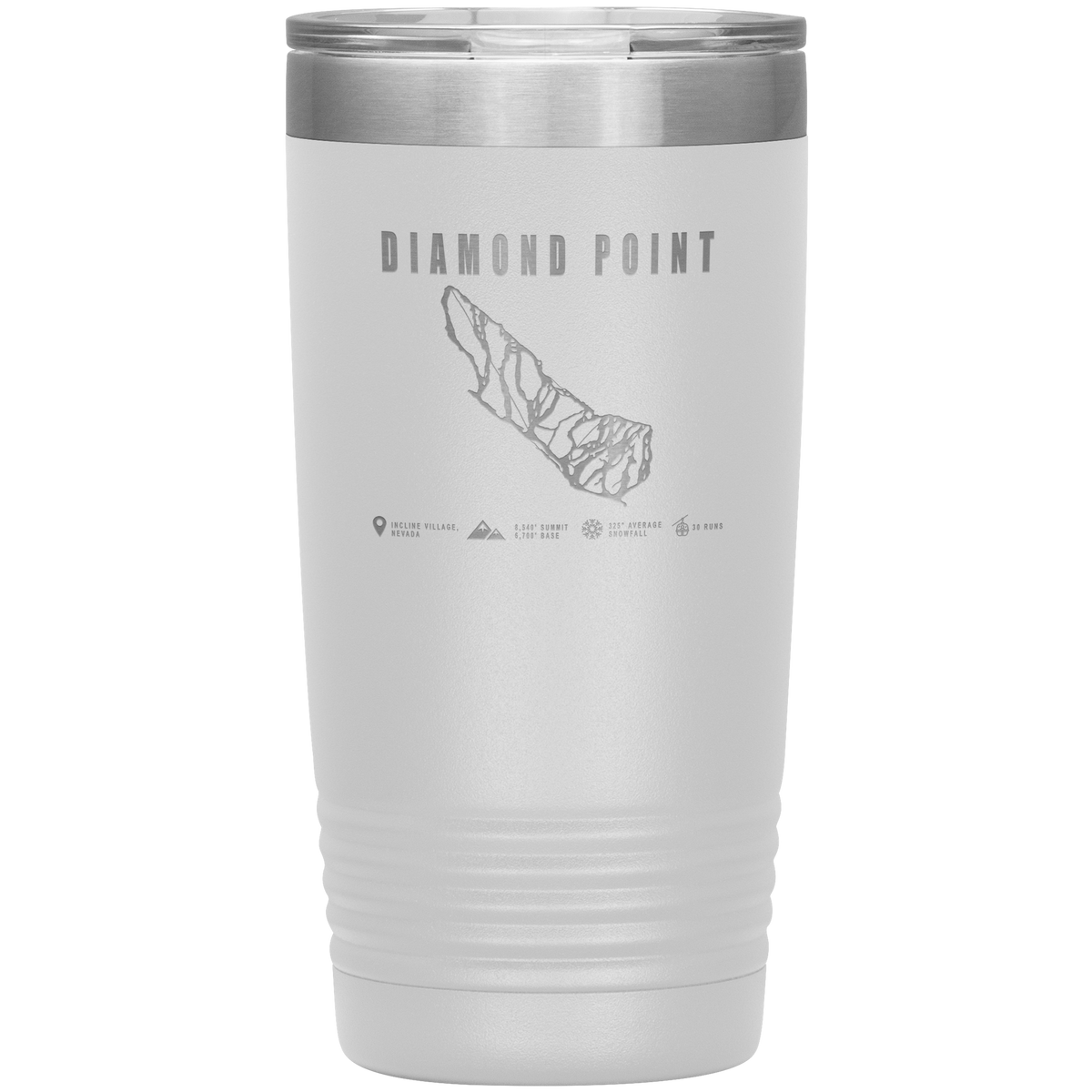 Diamond Point, Nevada Ski Trail Map 20oz Tumbler - Powderaddicts