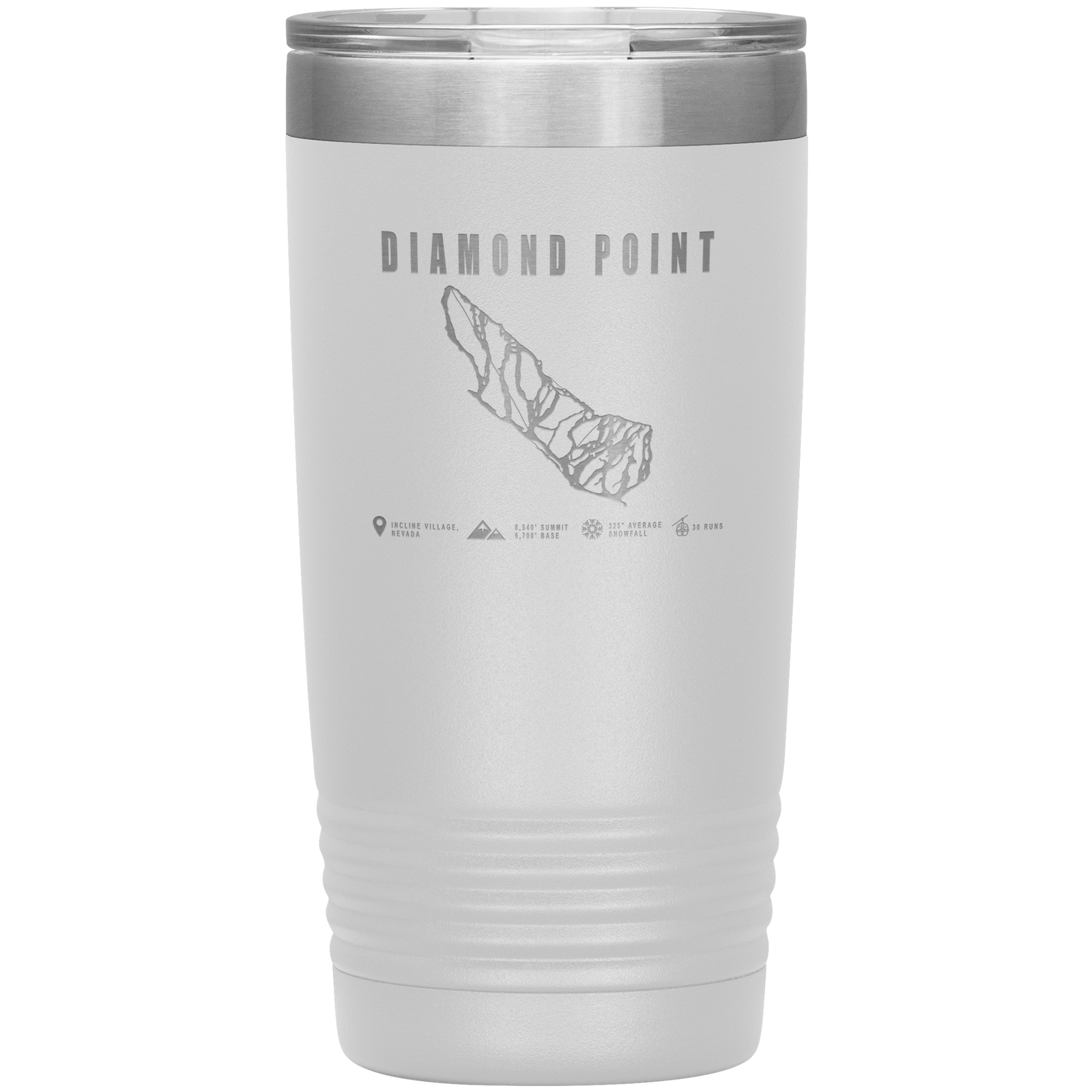 Diamond Point, Nevada Ski Trail Map 20oz Tumbler - Powderaddicts