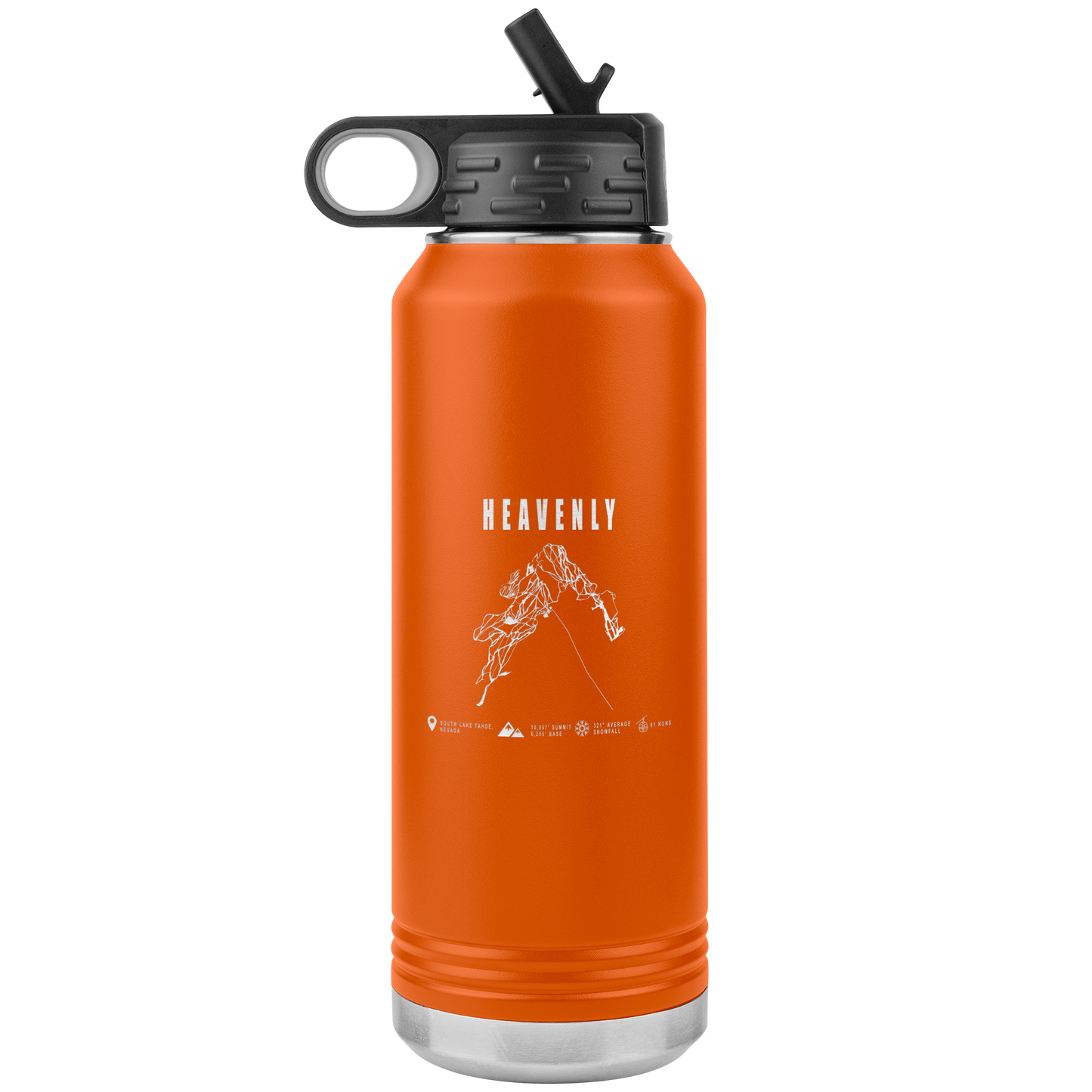 Heavenly, Nevada Ski Trail Map 32oz Water Bottle Tumbler - Powderaddicts