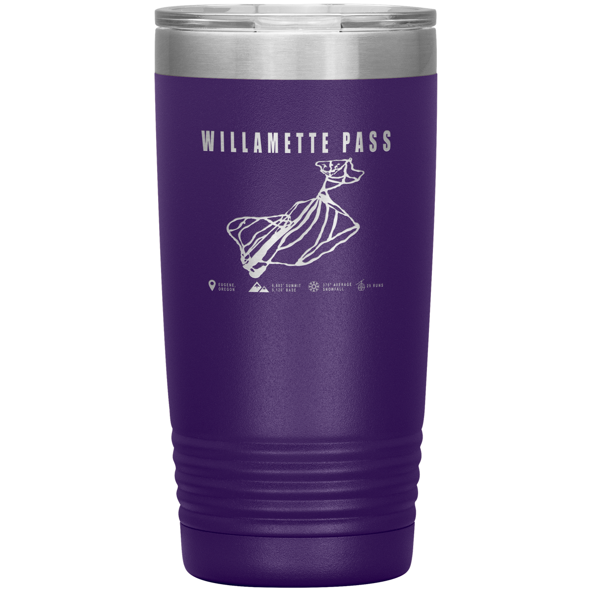 Willamette Pass, Oregon Ski Trail Map 20oz Tumbler - Powderaddicts