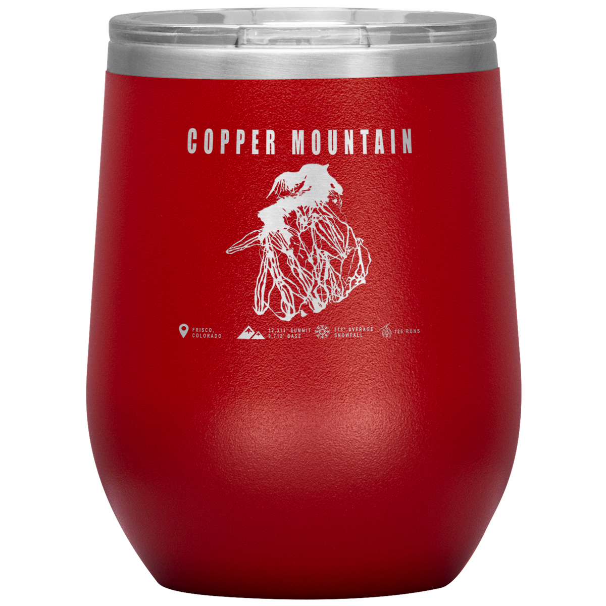 Copper Mountain Colorado Ski Trail Map Wine 12oz Tumbler - Powderaddicts