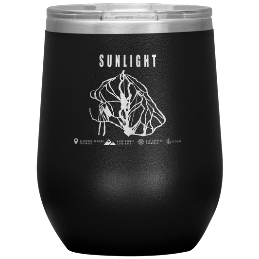 Sunlight Colorado Ski Trail Map Wine 12oz Tumbler - Powderaddicts