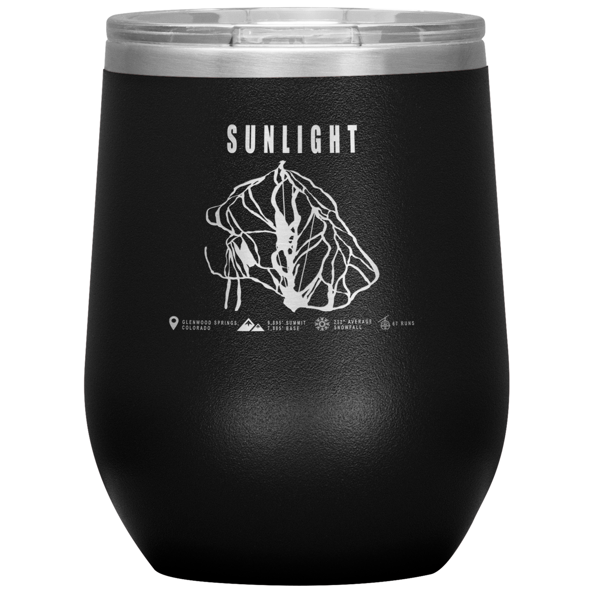 Sunlight Colorado Ski Trail Map Wine 12oz Tumbler - Powderaddicts