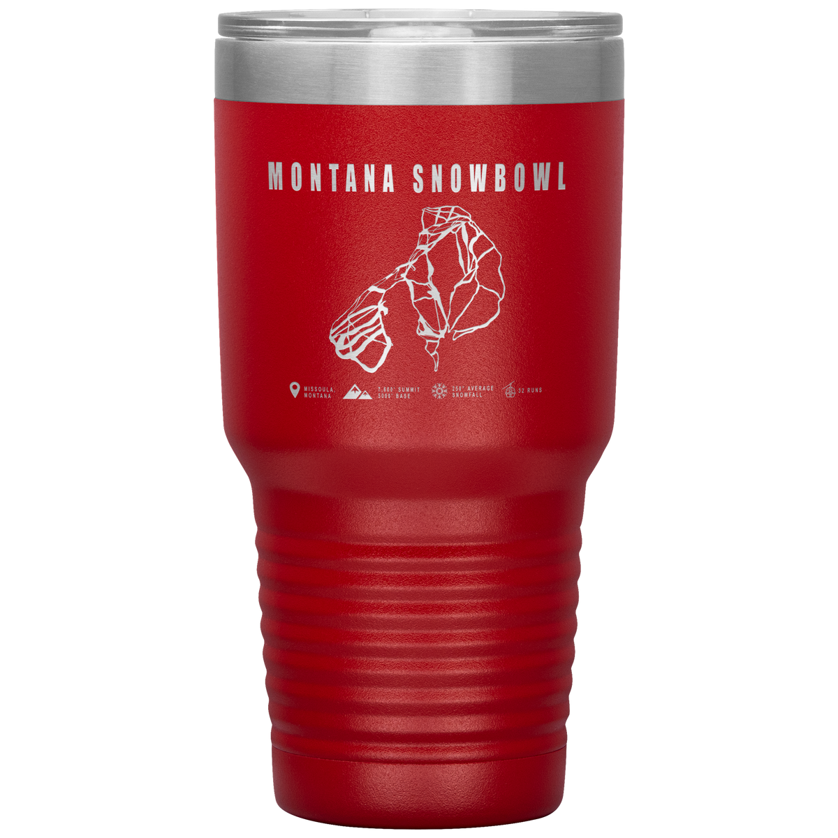 Montana Snowbowl, Montana Ski Trail Map 30oz Tumbler - Powderaddicts