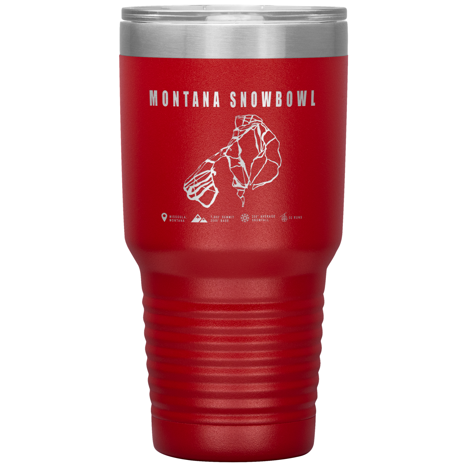 Montana Snowbowl, Montana Ski Trail Map 30oz Tumbler - Powderaddicts