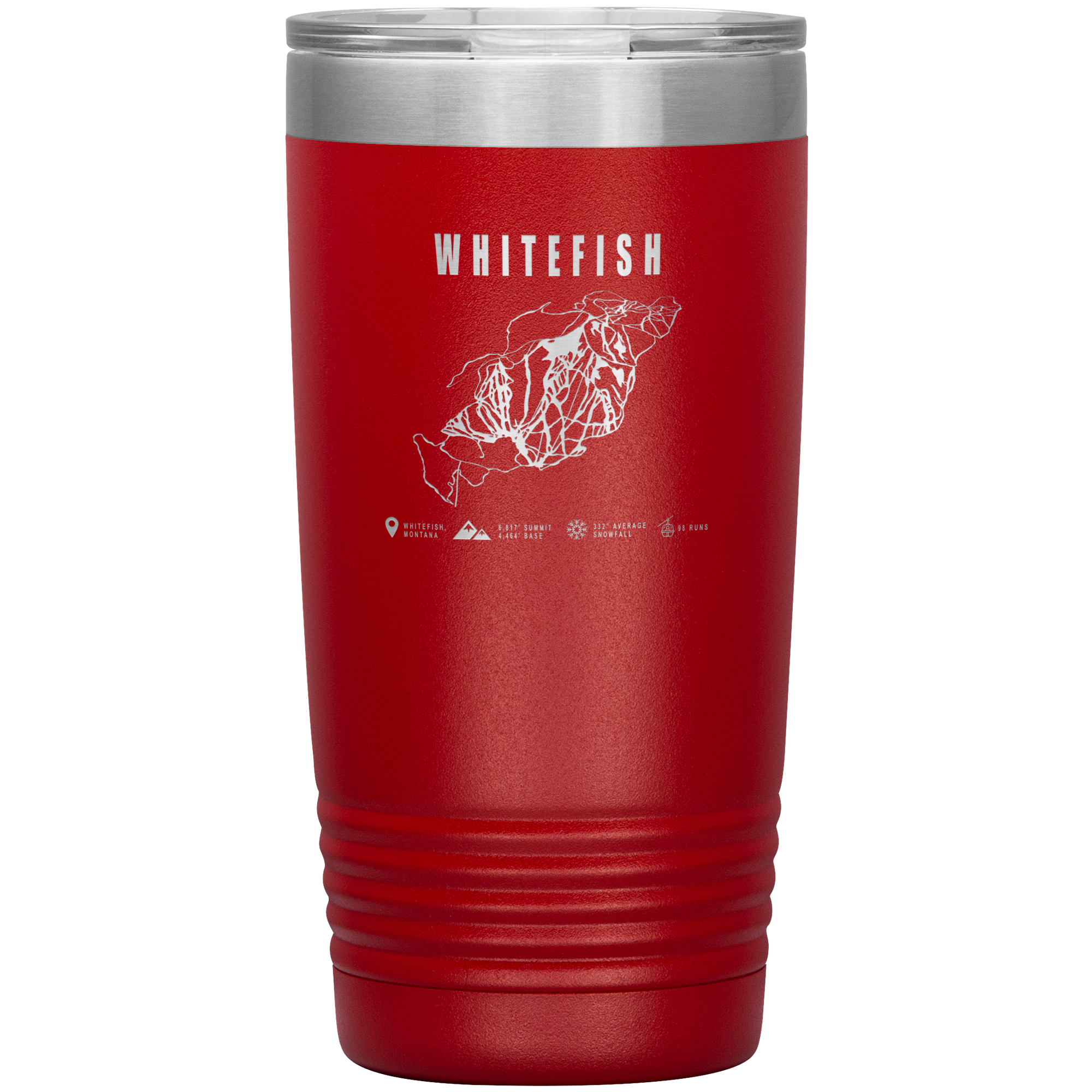 Whitefish Montana Ski Trail Map 20oz Tumbler - Powderaddicts