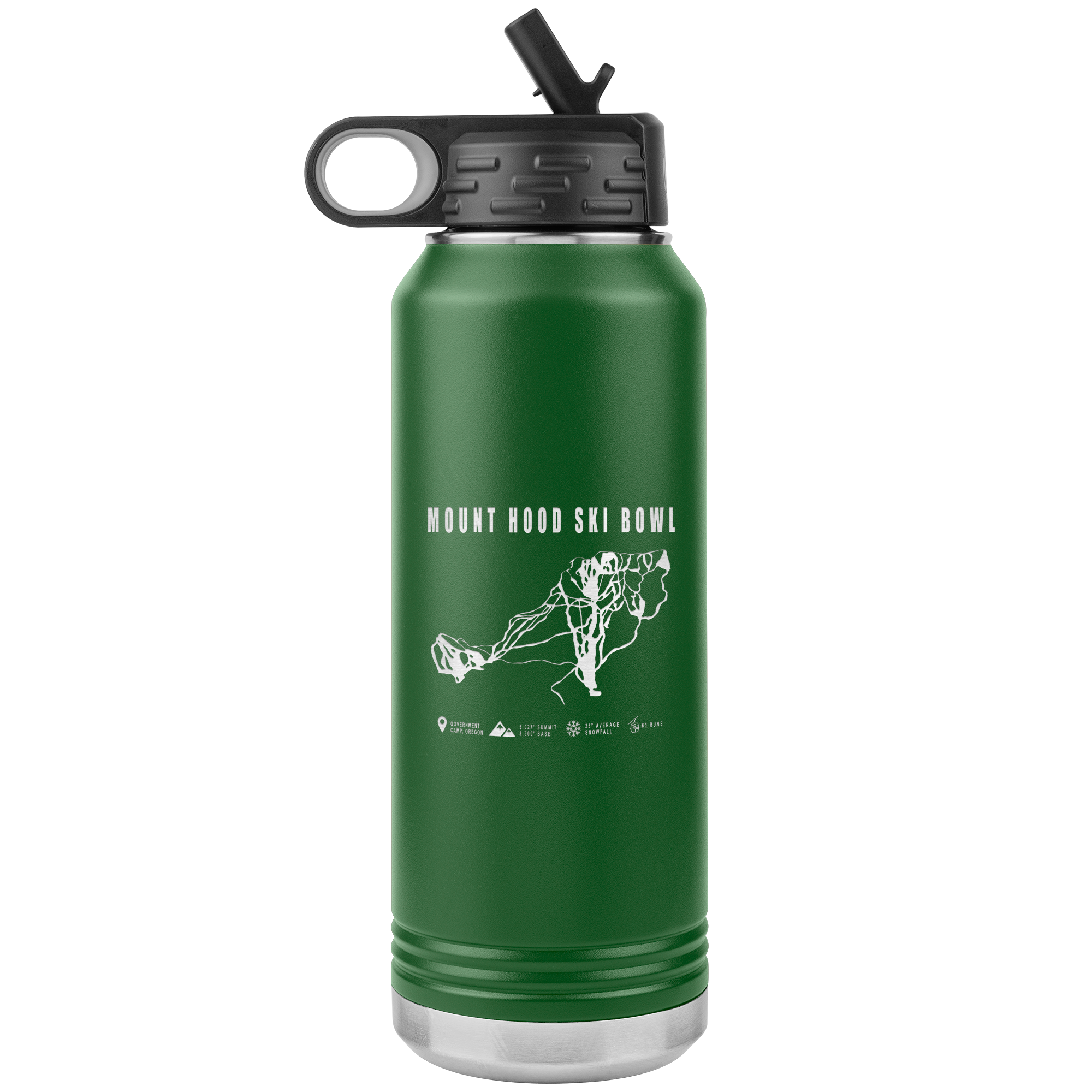 Mount Hood Ski Bowl, Oregon Ski Trail Map 32oz Water Bottle Tumbler - Powderaddicts