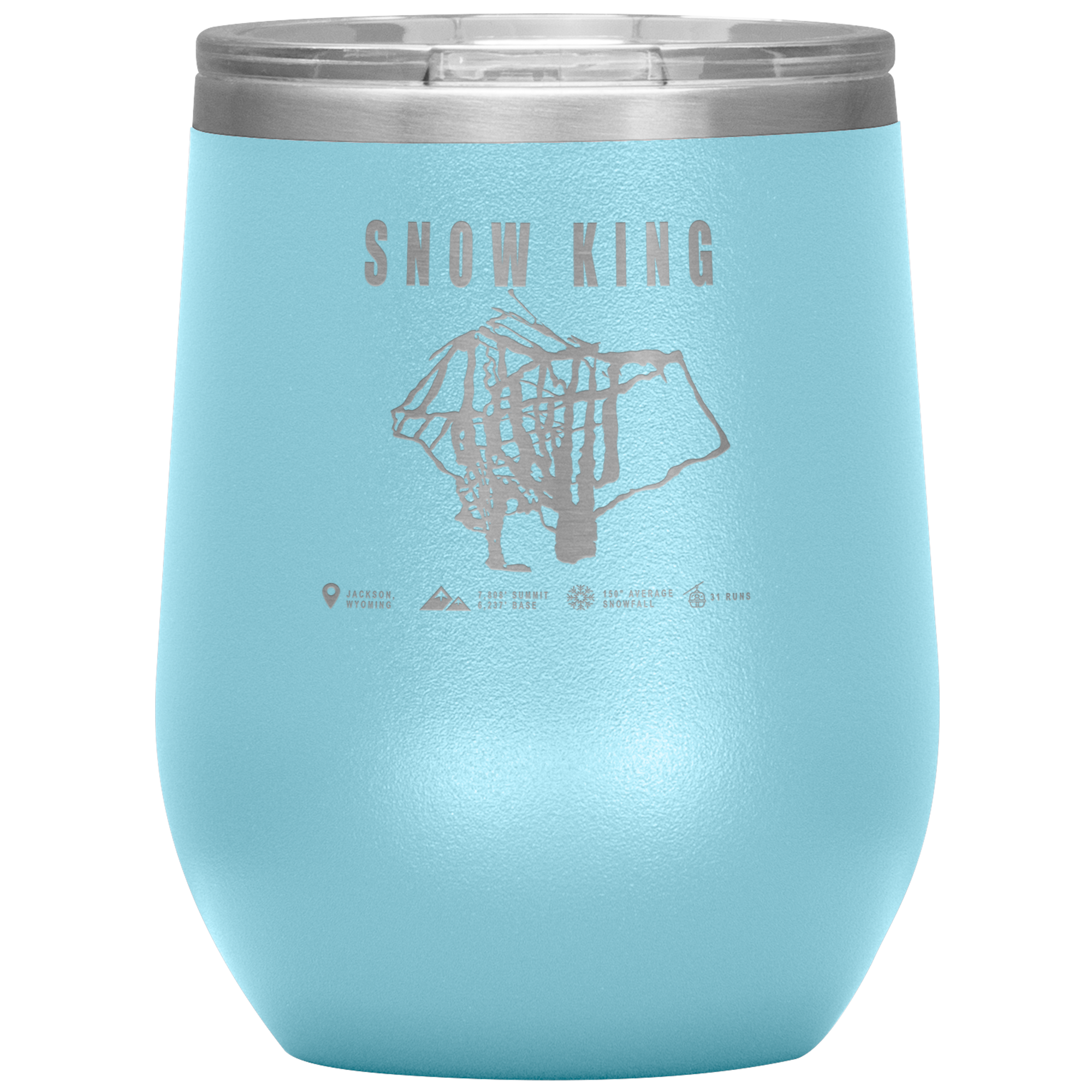 Snow King Wyoming Ski Trail Map Wine 12oz Tumbler - Powderaddicts
