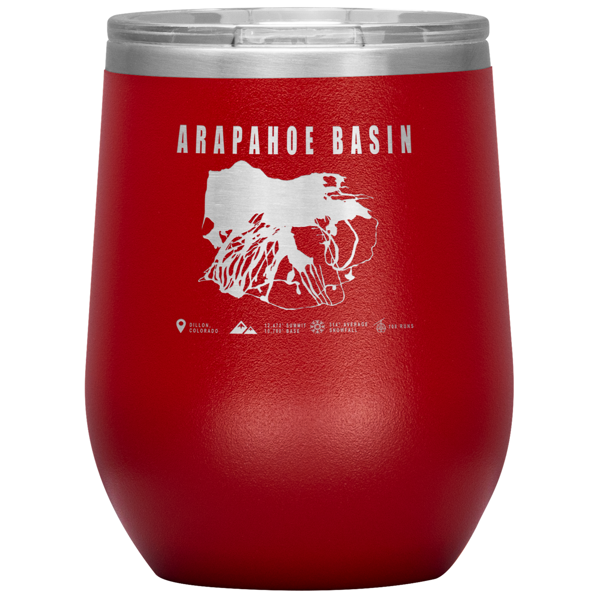 Arapahoe Basin,Colorado Ski Resort Wine 12oz Tumbler - Powderaddicts