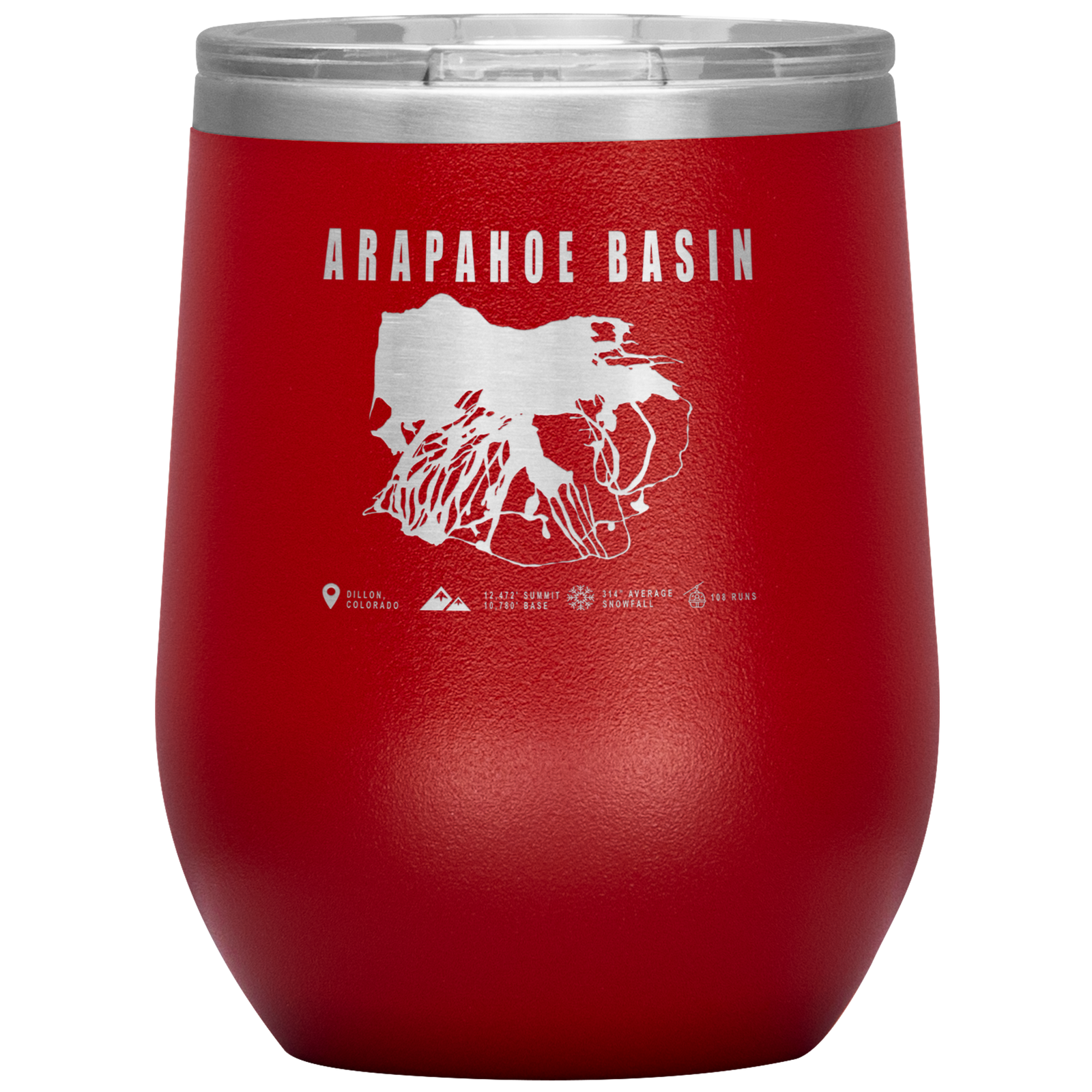 Arapahoe Basin,Colorado Ski Resort Wine 12oz Tumbler - Powderaddicts