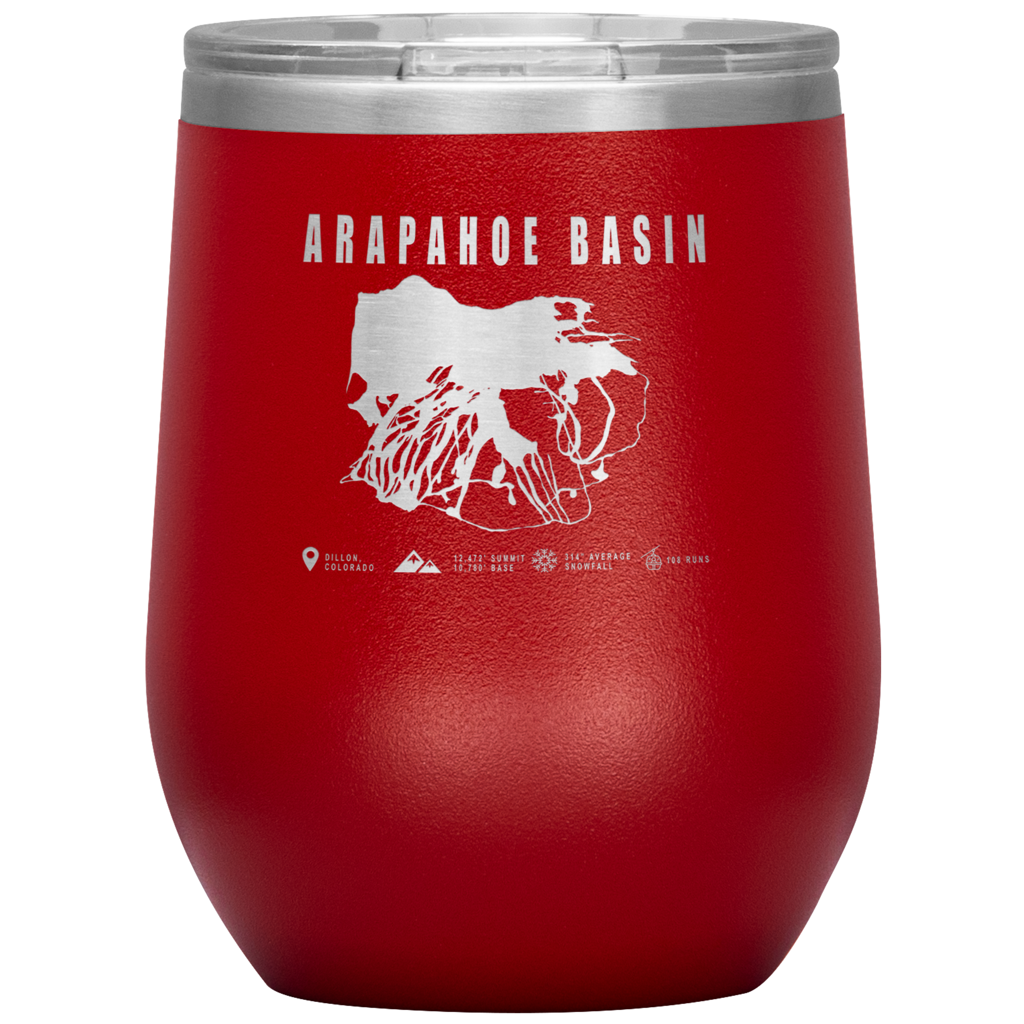 Arapahoe Basin,Colorado Ski Resort Wine 12oz Tumbler - Powderaddicts