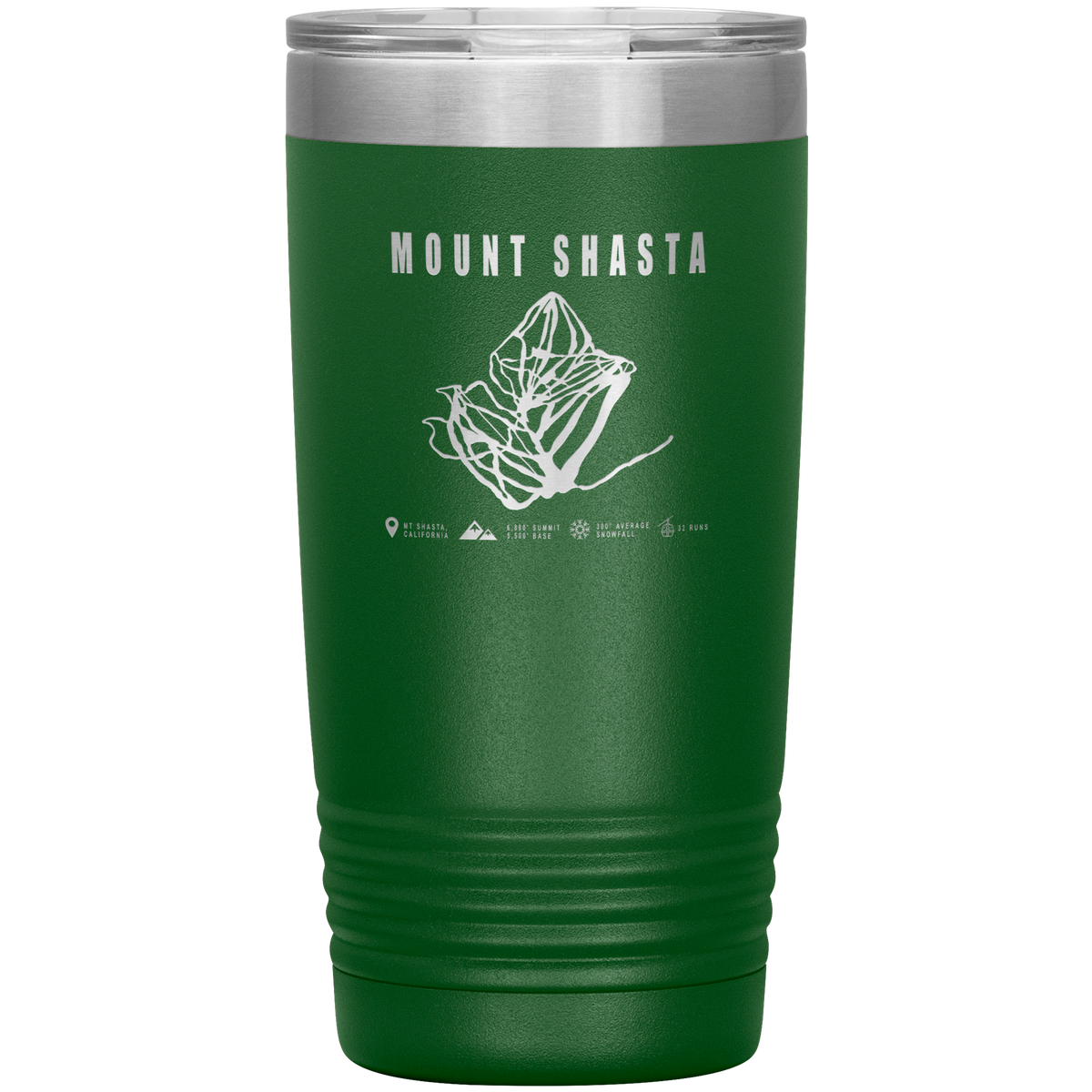 Mount Shasta, California Ski Trail Map 20oz Tumbler - Powderaddicts