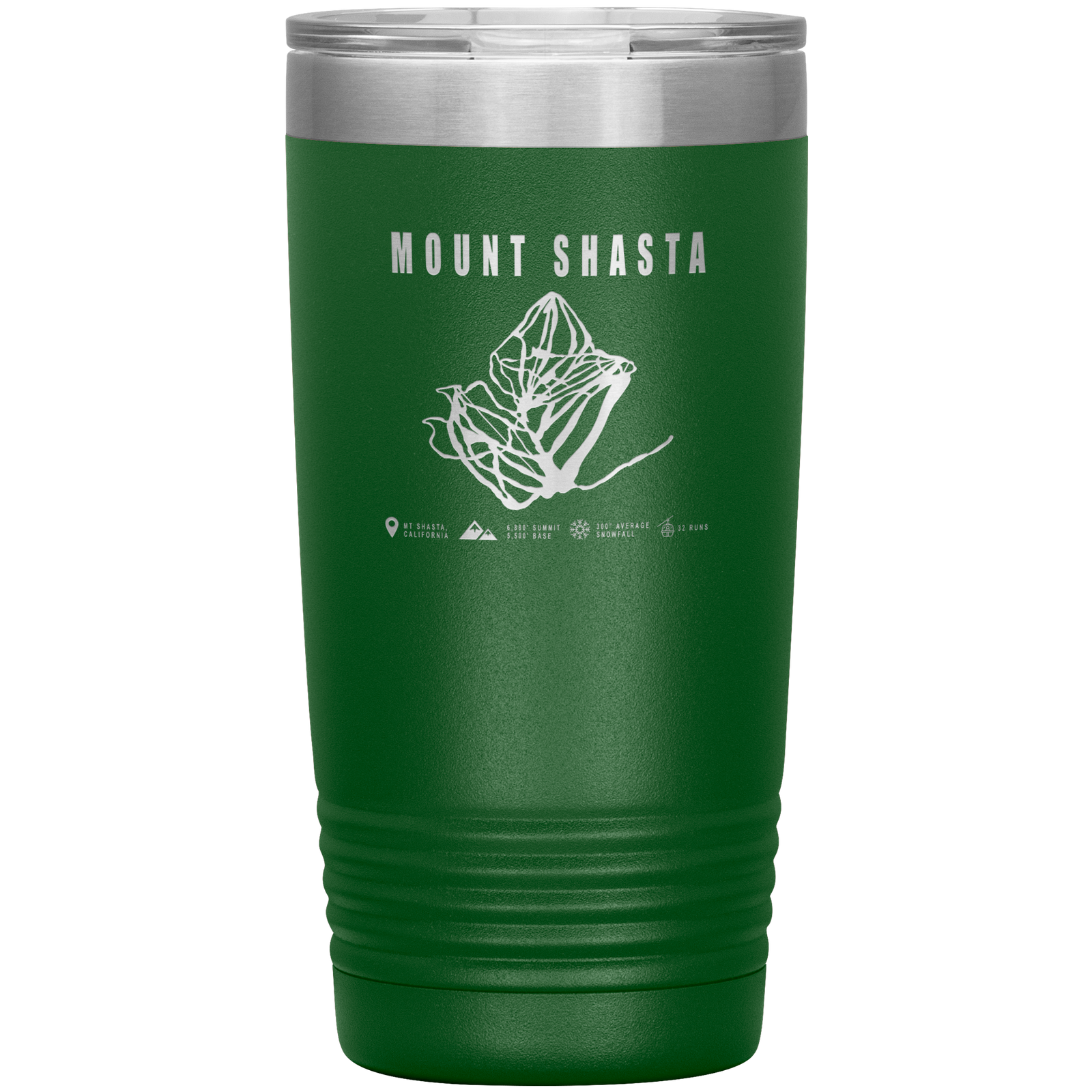 Mount Shasta, California Ski Trail Map 20oz Tumbler - Powderaddicts