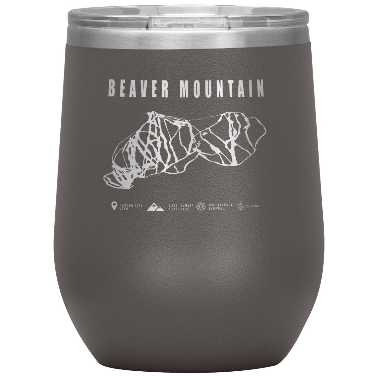 Beaver Mountain,Utah Ski Trail Map Wine 12oz Tumbler - Powderaddicts
