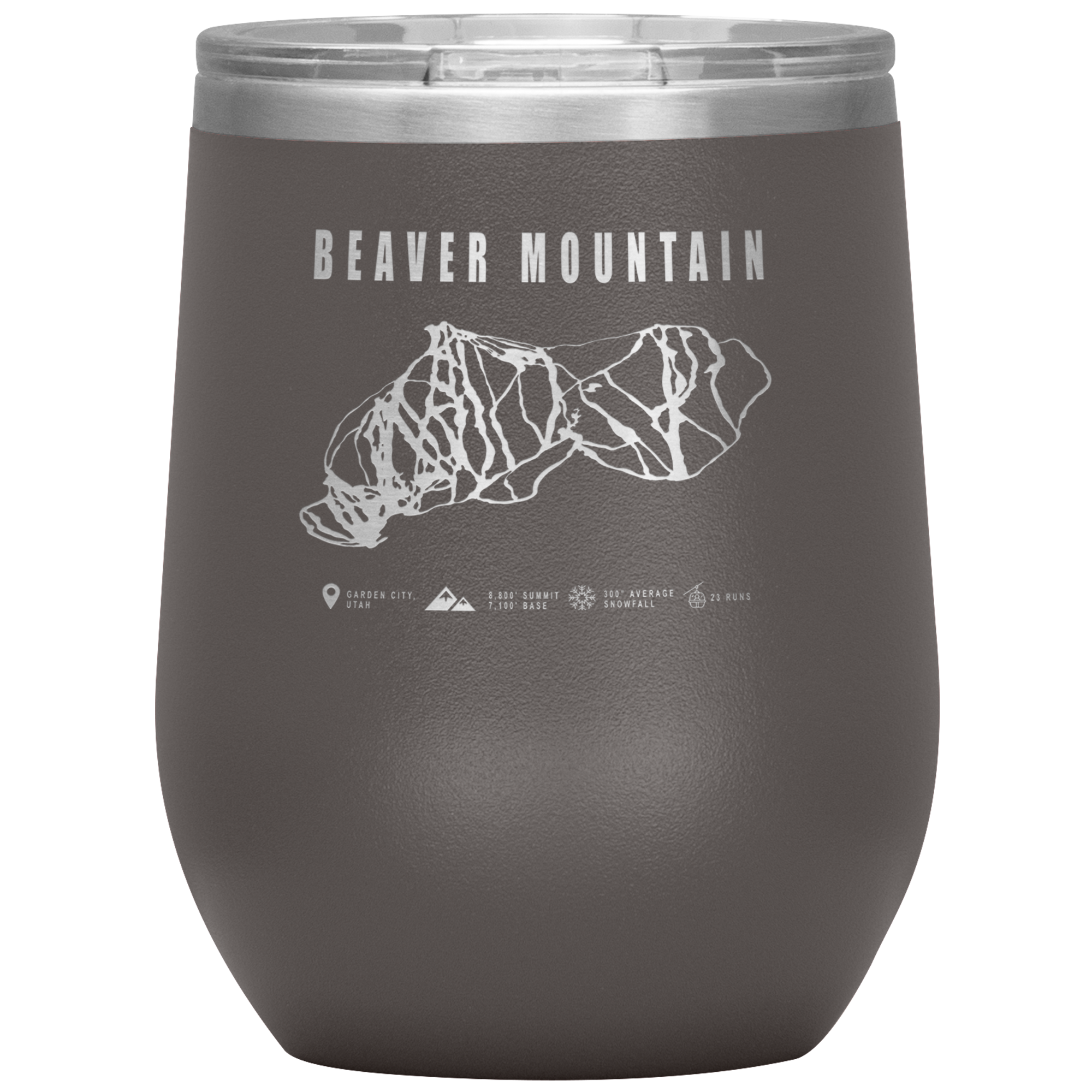 Beaver Mountain,Utah Ski Trail Map Wine 12oz Tumbler - Powderaddicts