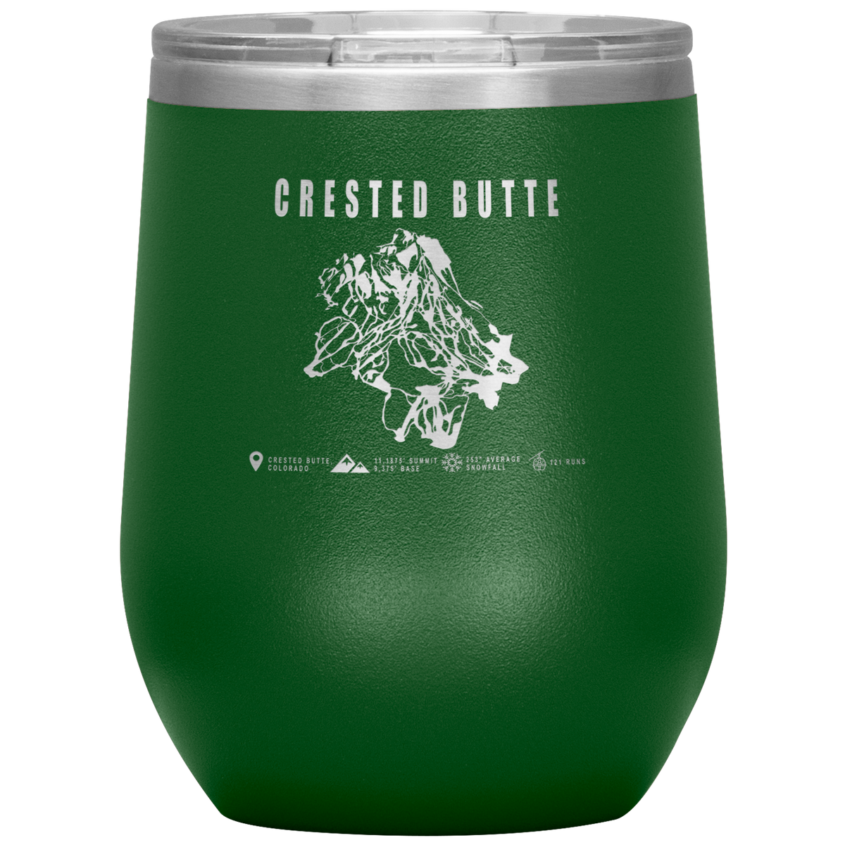 Crested Butte Colorado Ski Trail Map Wine 12oz Tumbler - Powderaddicts