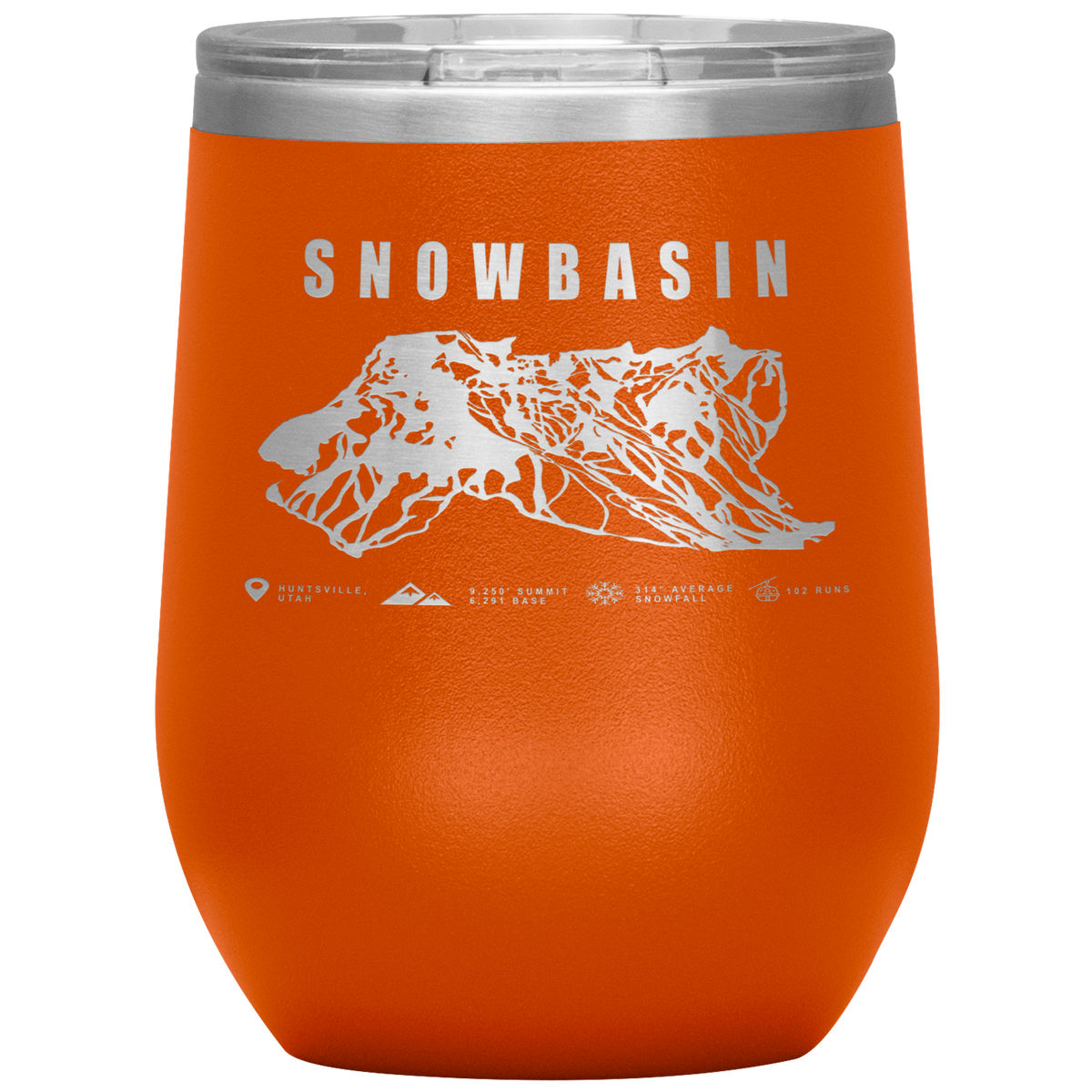 Snowbasin, Utah Ski Trail Map Wine 12oz Tumbler - Powderaddicts