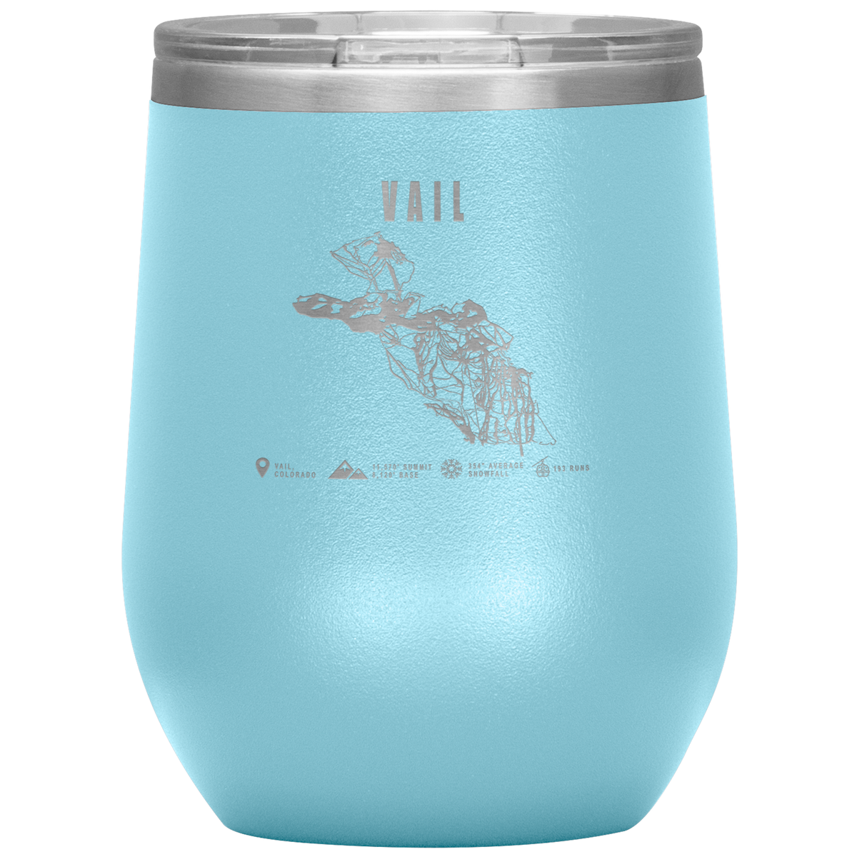Vail Colorado Ski Trail Map Wine 12oz Tumbler - Powderaddicts