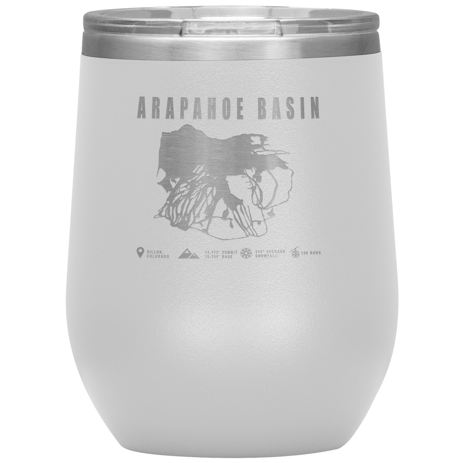 Arapahoe Basin,Colorado Ski Resort Wine 12oz Tumbler - Powderaddicts