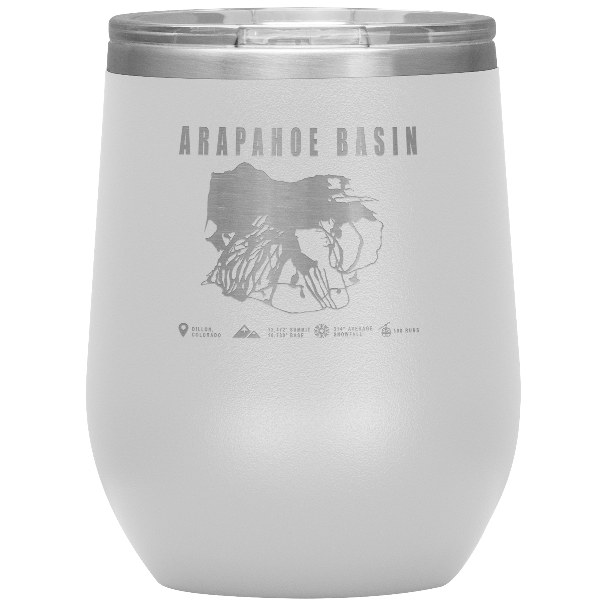 Arapahoe Basin,Colorado Ski Resort Wine 12oz Tumbler - Powderaddicts