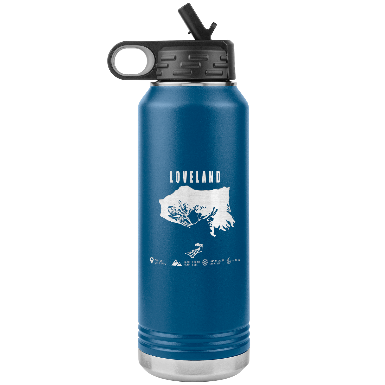 Loveland Colorado Ski Trail Map 32oz Water Bottle Tumbler - Powderaddicts