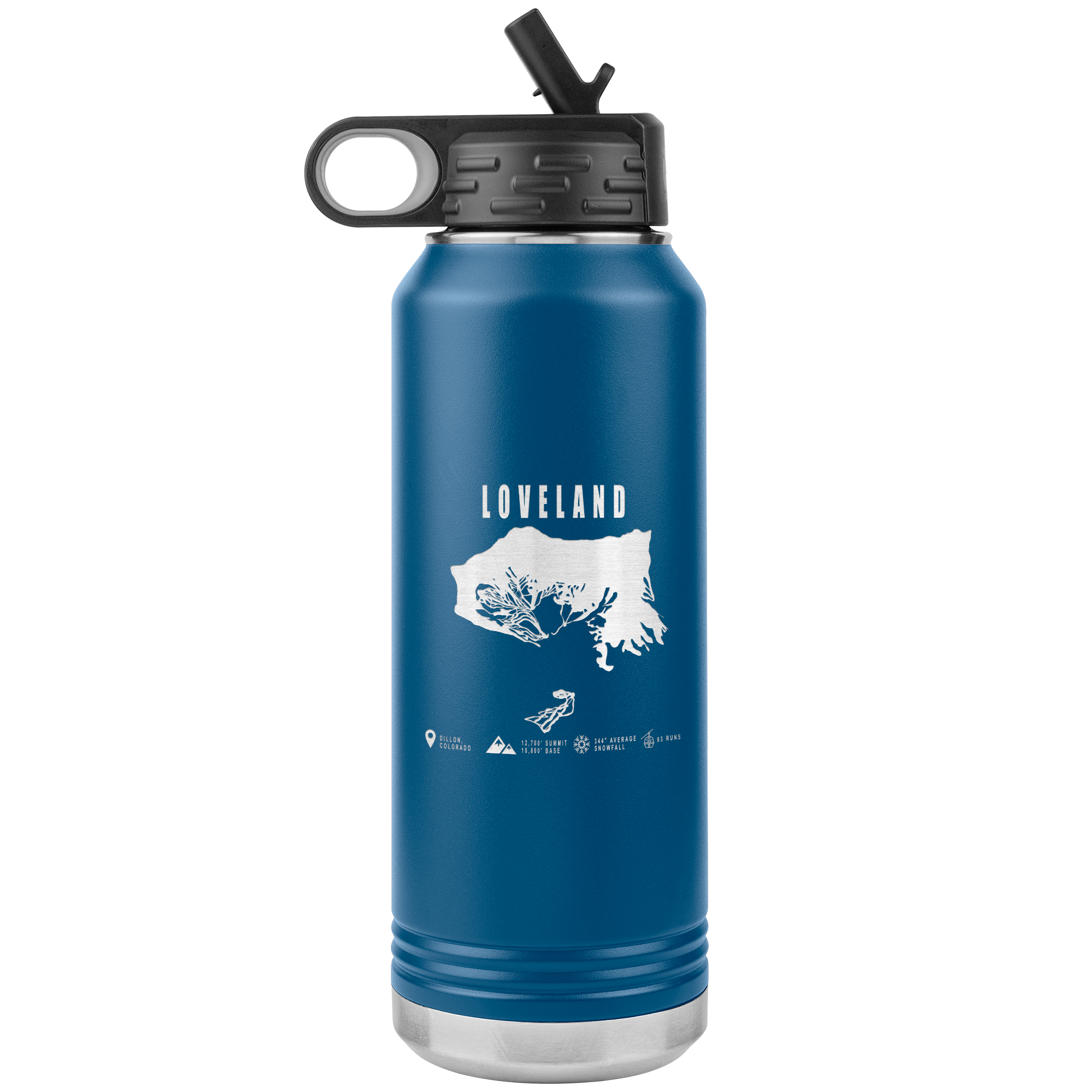 Loveland Colorado Ski Trail Map 32oz Water Bottle Tumbler - Powderaddicts