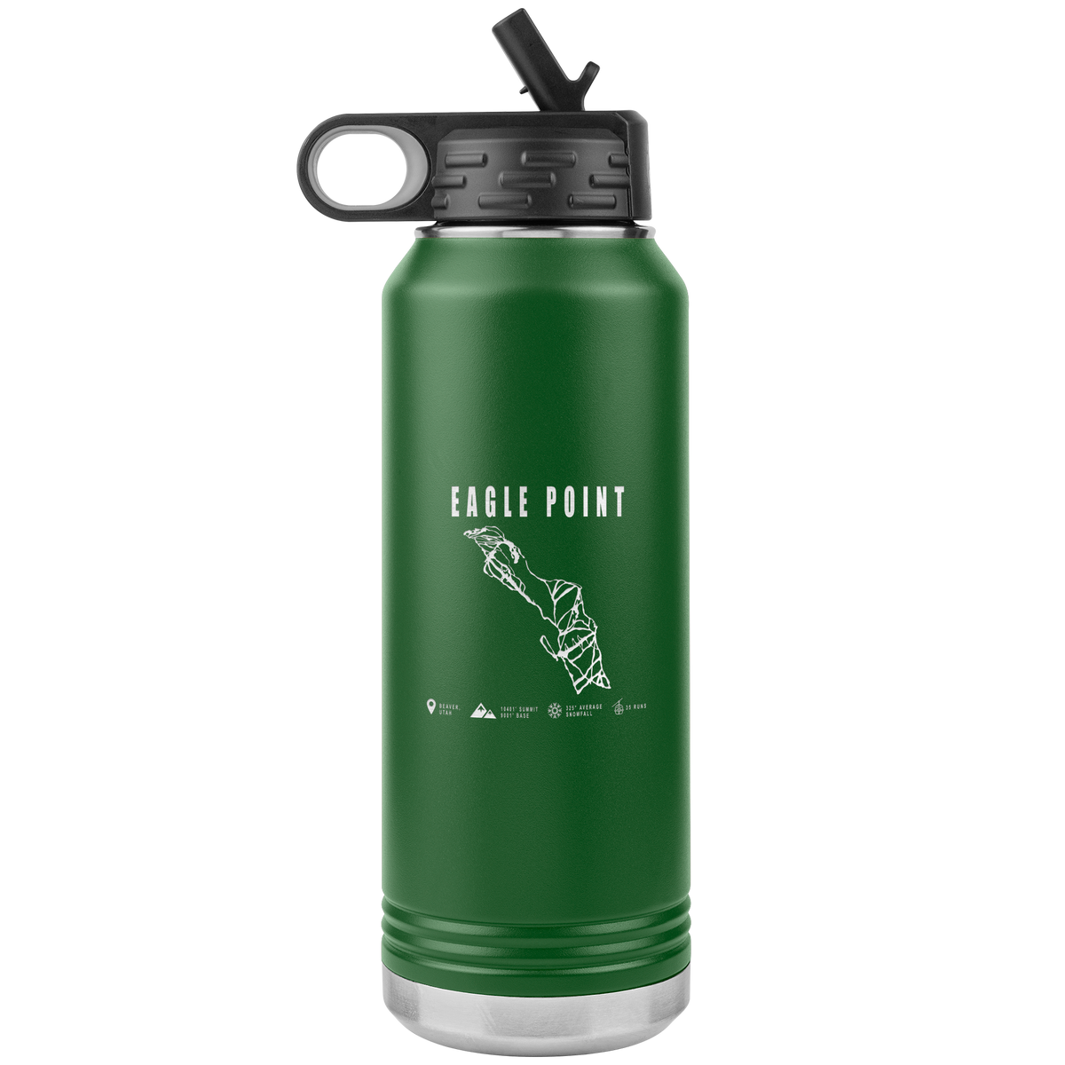 Eagle Point,Utah Ski Trail Map 32oz Water Bottle Tumbler - Powderaddicts