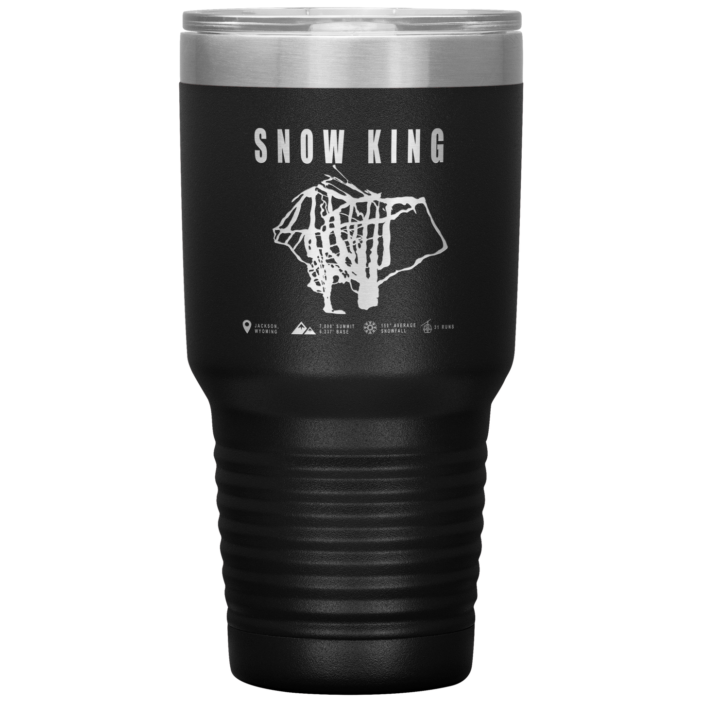 Snow King Wyoming Ski Trail Map 30oz Tumbler - Powderaddicts