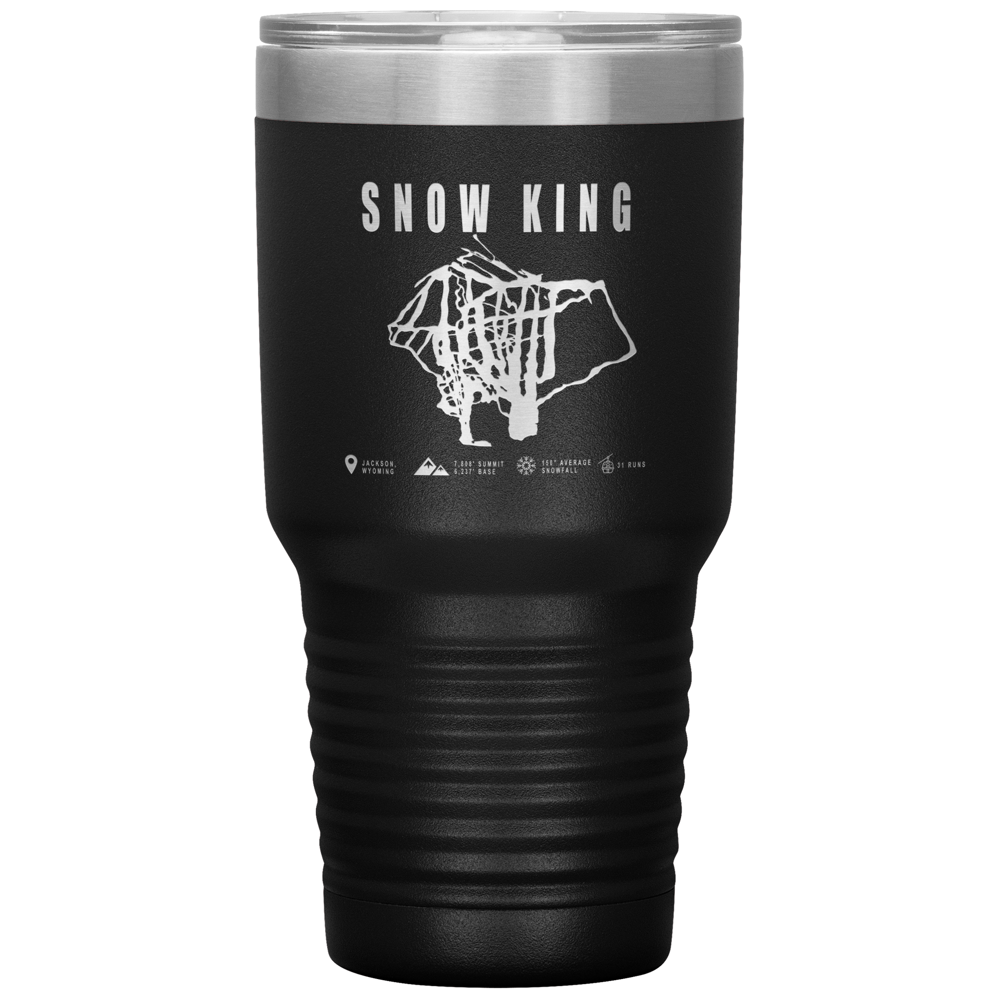 Snow King Wyoming Ski Trail Map 30oz Tumbler - Powderaddicts